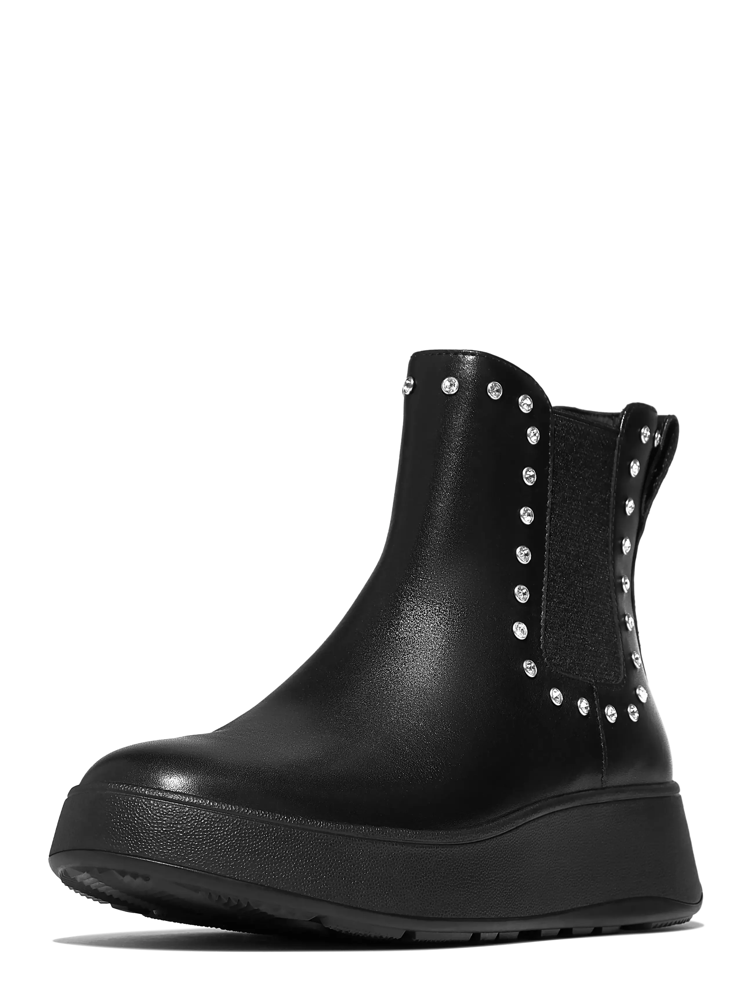 FitFlop - F-MODE GEM-TRIM LEATHER FLATFORM CHELSEA BOOTS - madalad poolsaapad - all black - 2