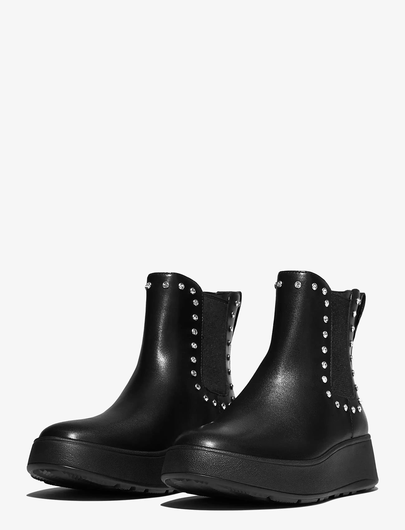 FitFlop - F-MODE GEM-TRIM LEATHER FLATFORM CHELSEA BOOTS - flade ankelstøvler - all black - 3