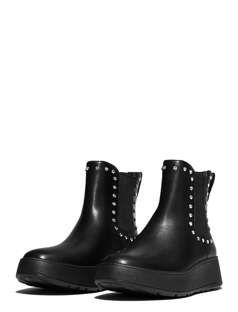 FitFlop - F-MODE GEM-TRIM LEATHER FLATFORM CHELSEA BOOTS - flache stiefeletten - all black - 3