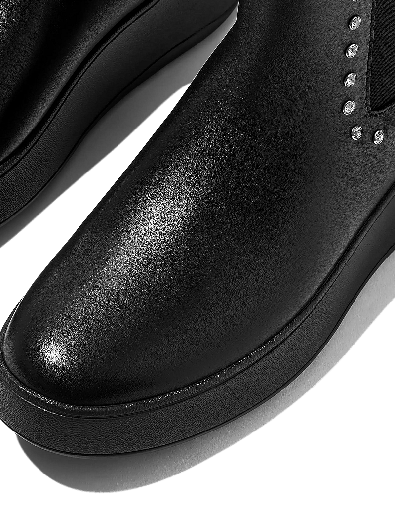 FitFlop - F-MODE GEM-TRIM LEATHER FLATFORM CHELSEA BOOTS - flache stiefeletten - all black - 4