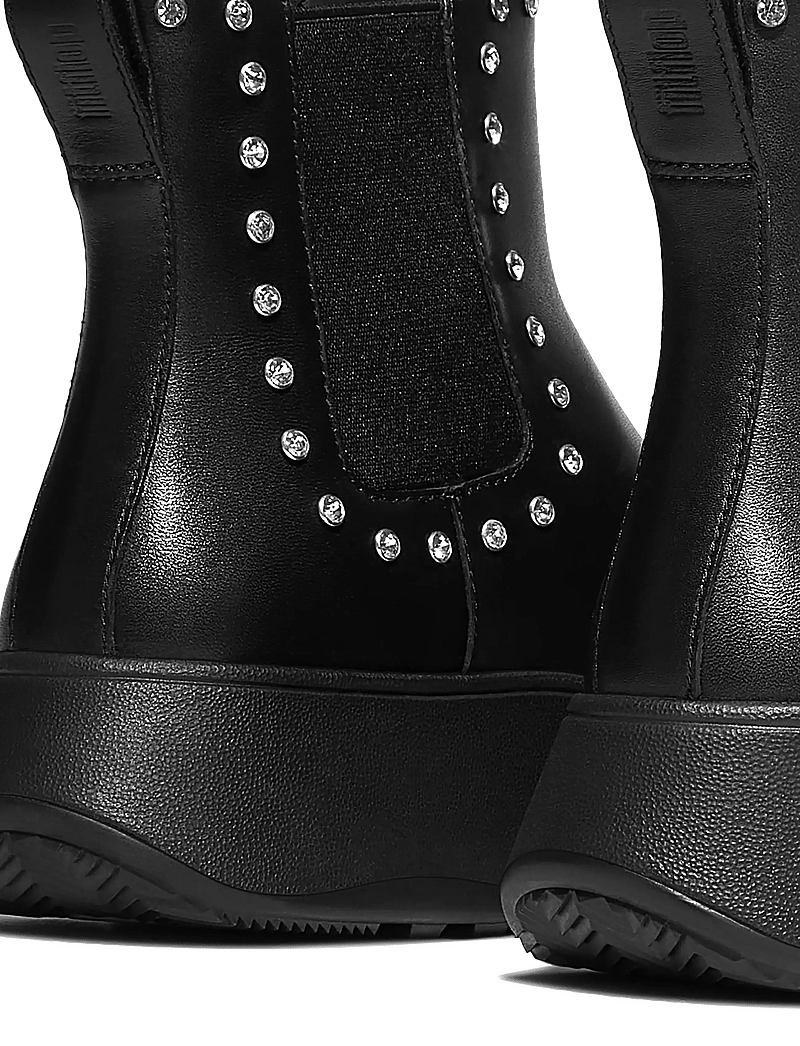 FitFlop - F-MODE GEM-TRIM LEATHER FLATFORM CHELSEA BOOTS - flache stiefeletten - all black - 5
