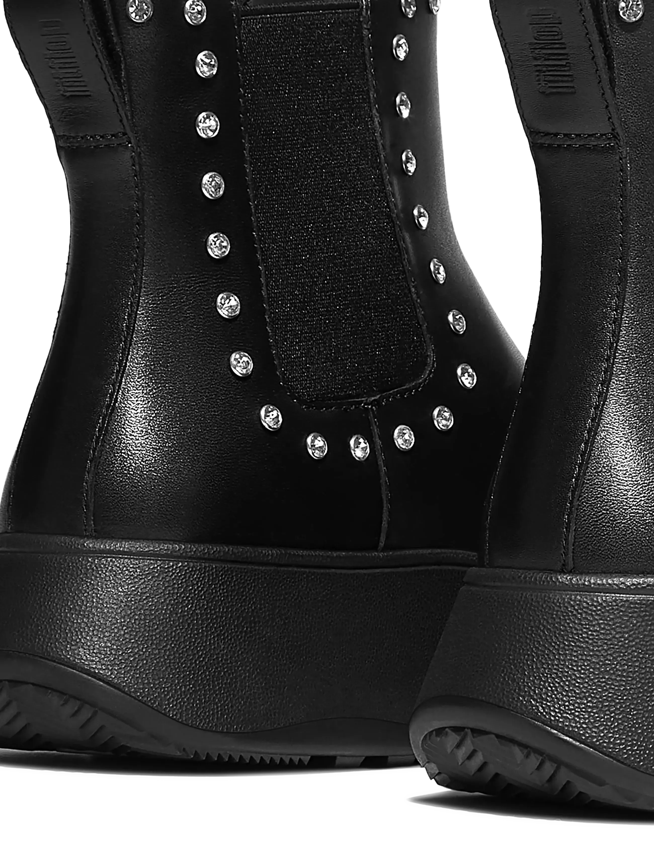 FitFlop - F-MODE GEM-TRIM LEATHER FLATFORM CHELSEA BOOTS - madalad poolsaapad - all black - 5