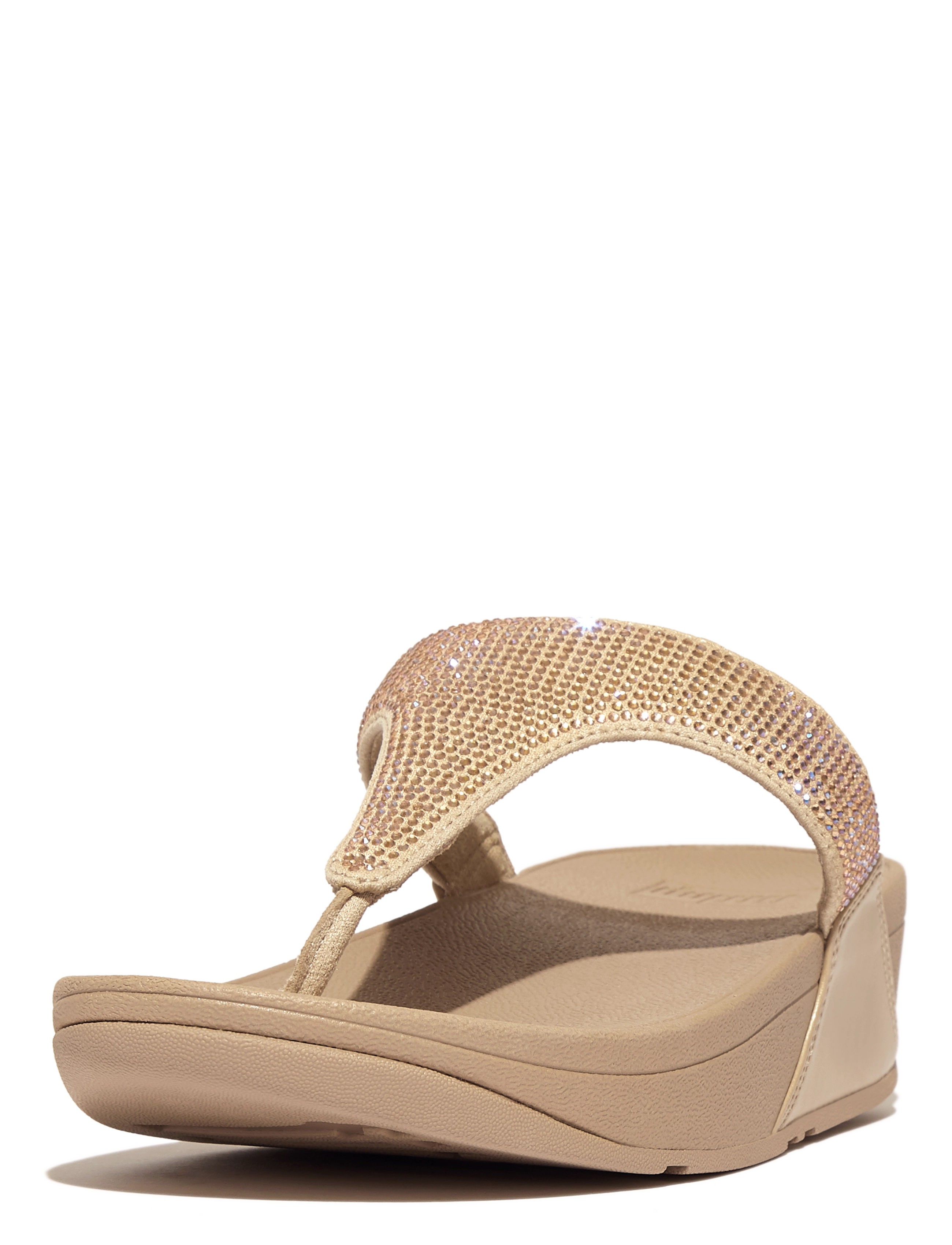 FITFLOP Lulu Crystal Embellished Toe-Post Sandalen Beige - 39 - Damen