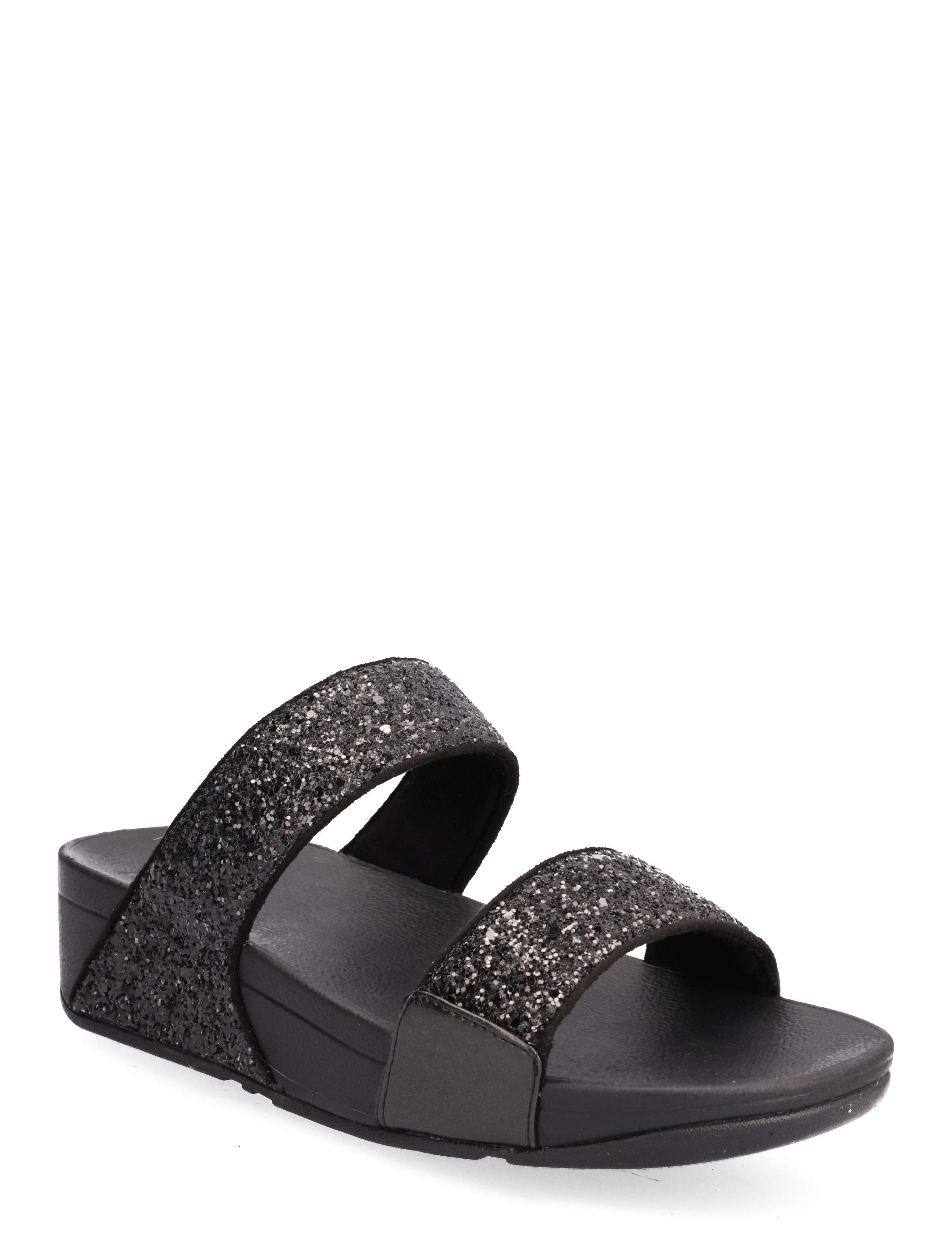 FitFlop LULU GLITTER SLIDES - Platte sandalen - BLACK GLITTER / black