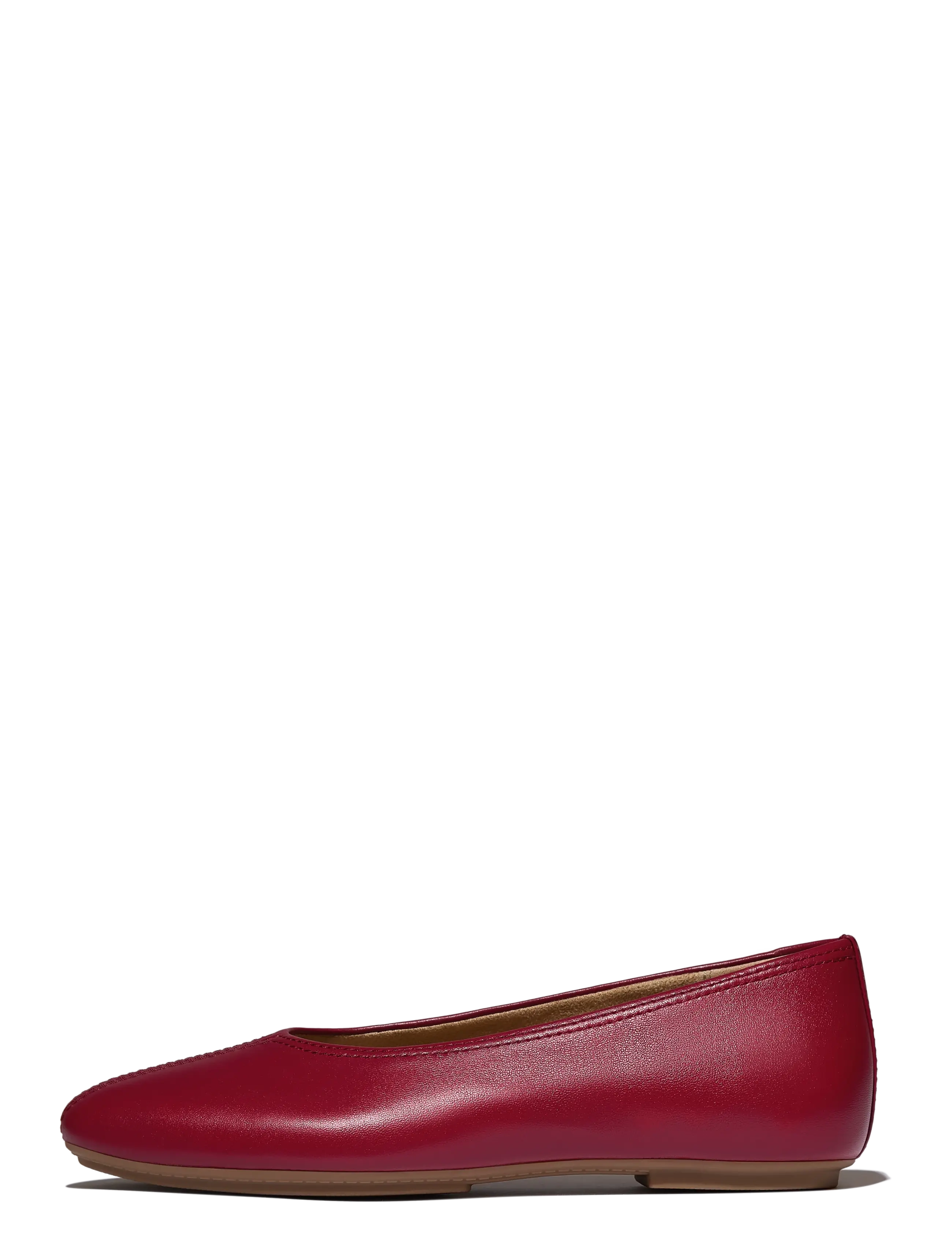 DELICATO HIGH-CUT SOFT-LEATHER BALLET FLATS - BURNT BERRY
