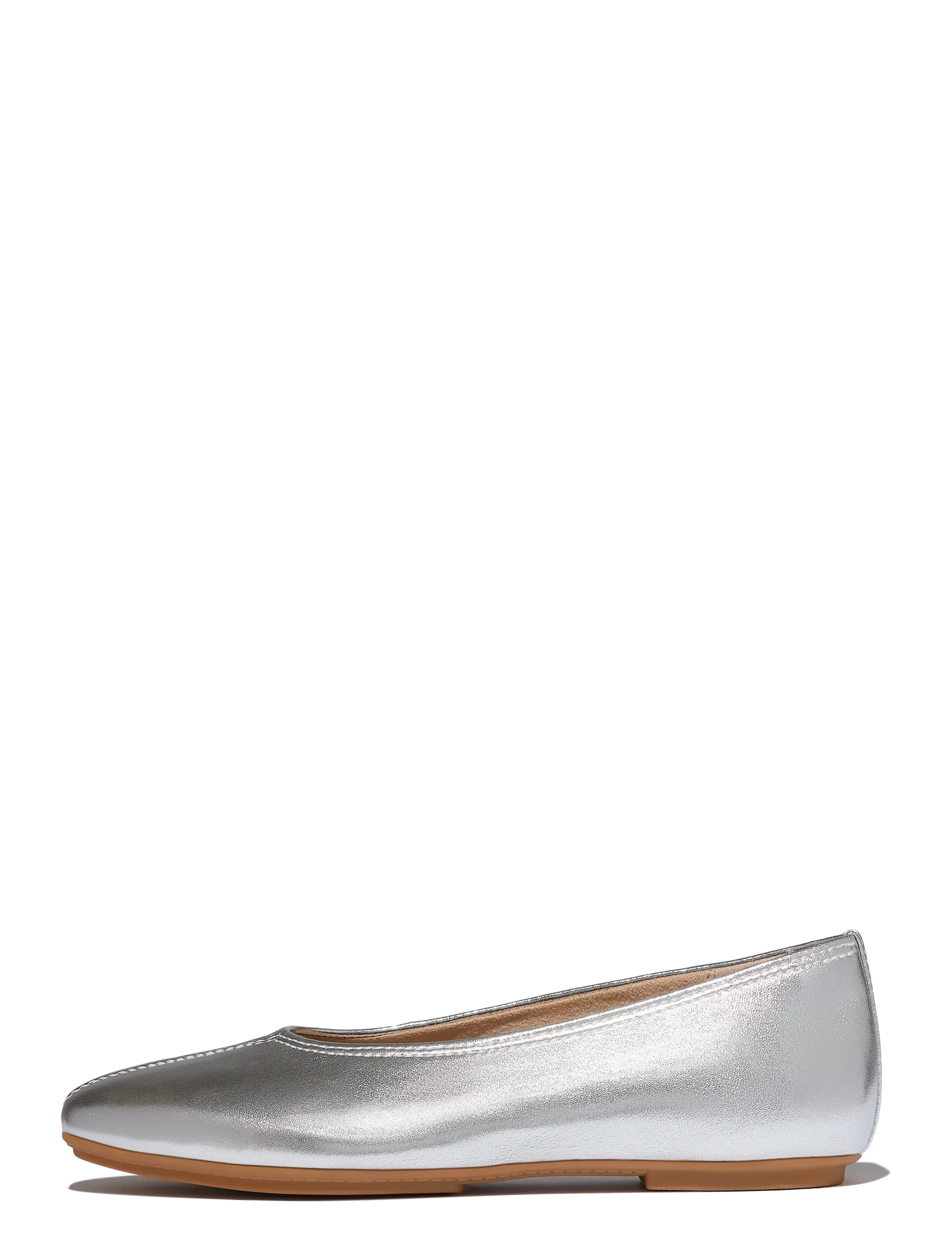 DELICATO HIGH-CUT SOFT-LEATHER BALLET FLATS - SILVER