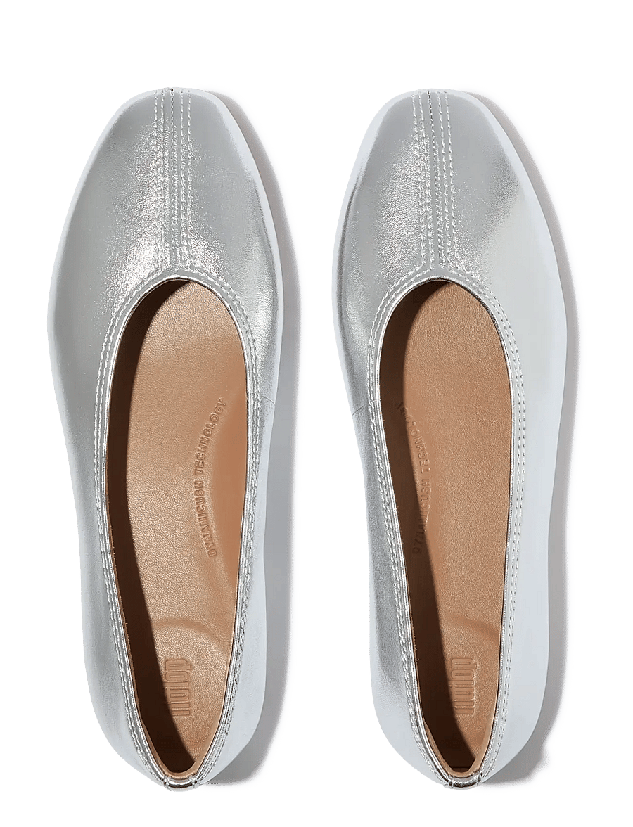 FitFlop - DELICATO HIGH-CUT SOFT-LEATHER BALLET FLATS - særlige begivenheder - silver - 2