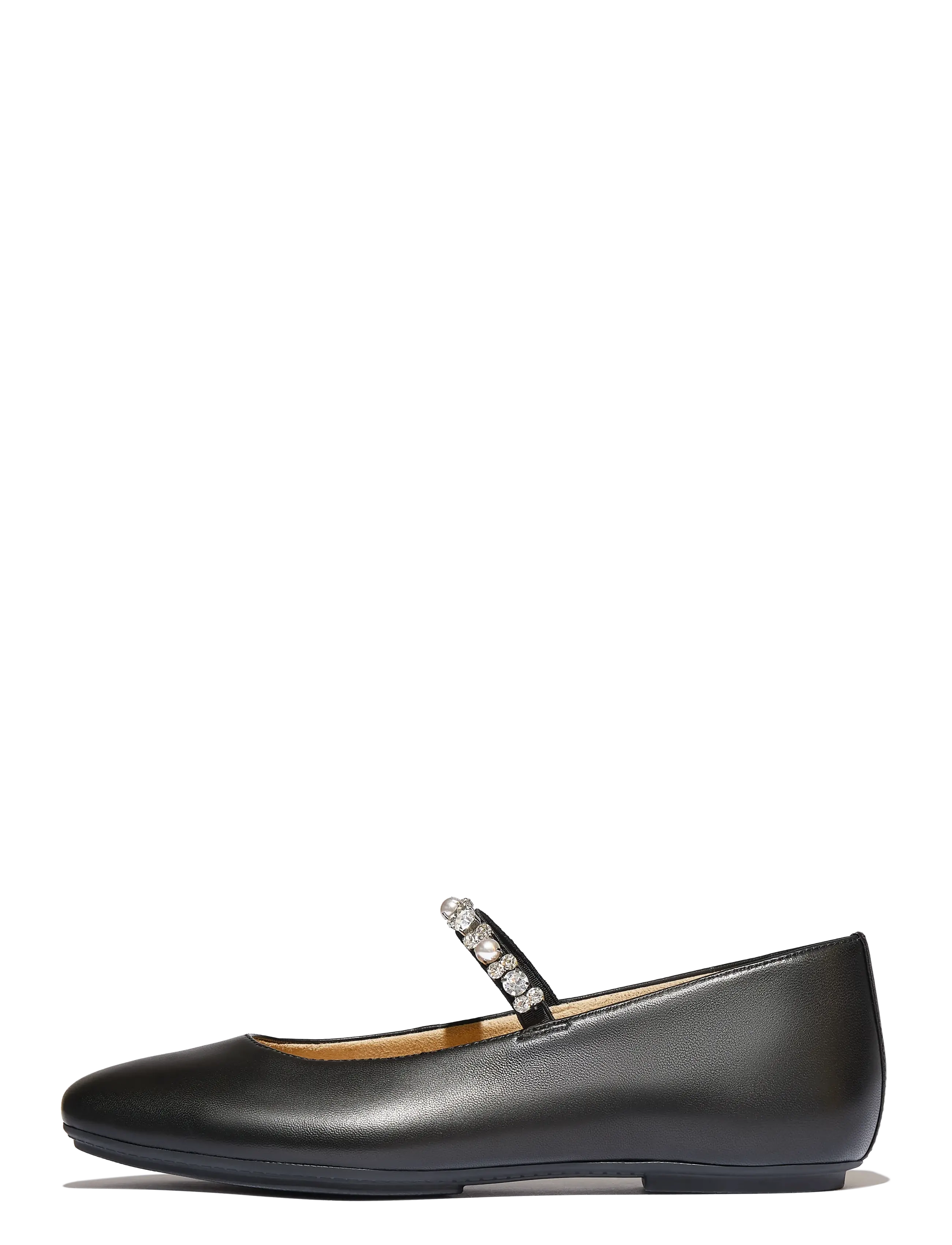 FITFLOP Delicato Pearls-und-Crystal Leder Ballet Flats Schwarz - 37 - Damen