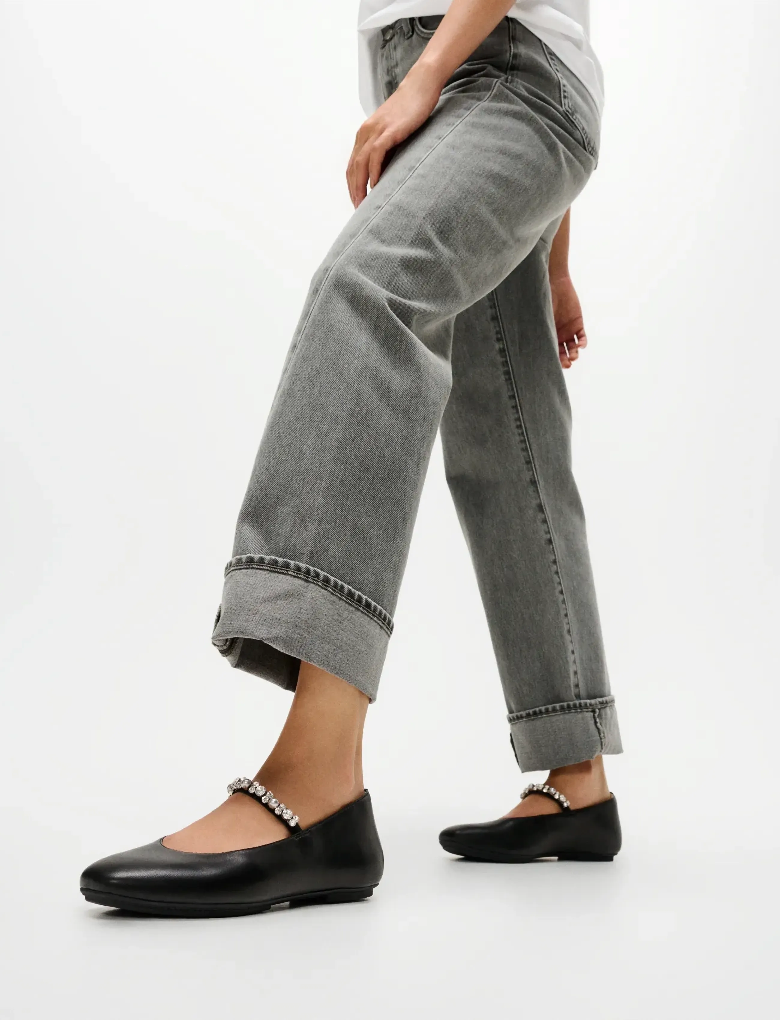 FitFlop Delicato Pearls-And-Crystal Leather Ballet Flats, Kvinder, Krystal Mary Jane Ballerinaer, Sort, Str: 37