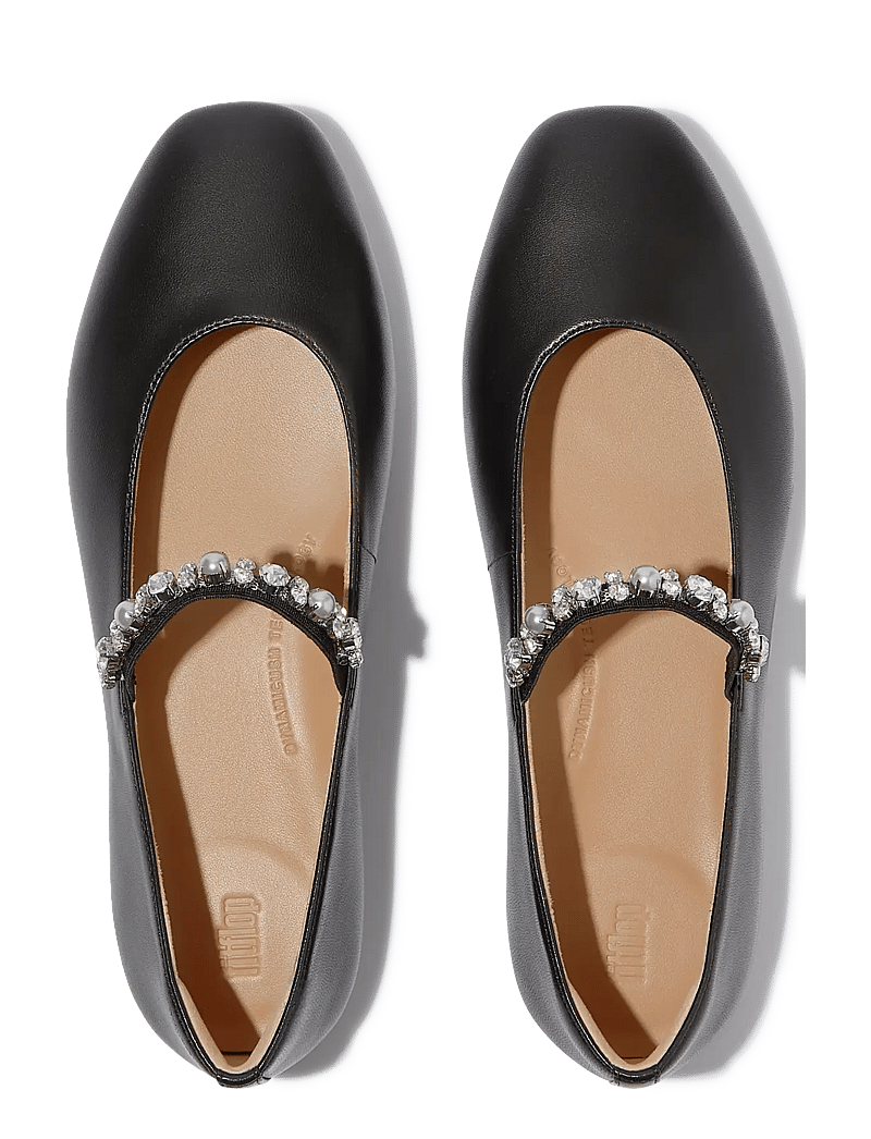 FitFlop - DELICATO PEARLS-AND-CRYSTAL LEATHER BALLET FLATS - særlige begivenheder - black - 3