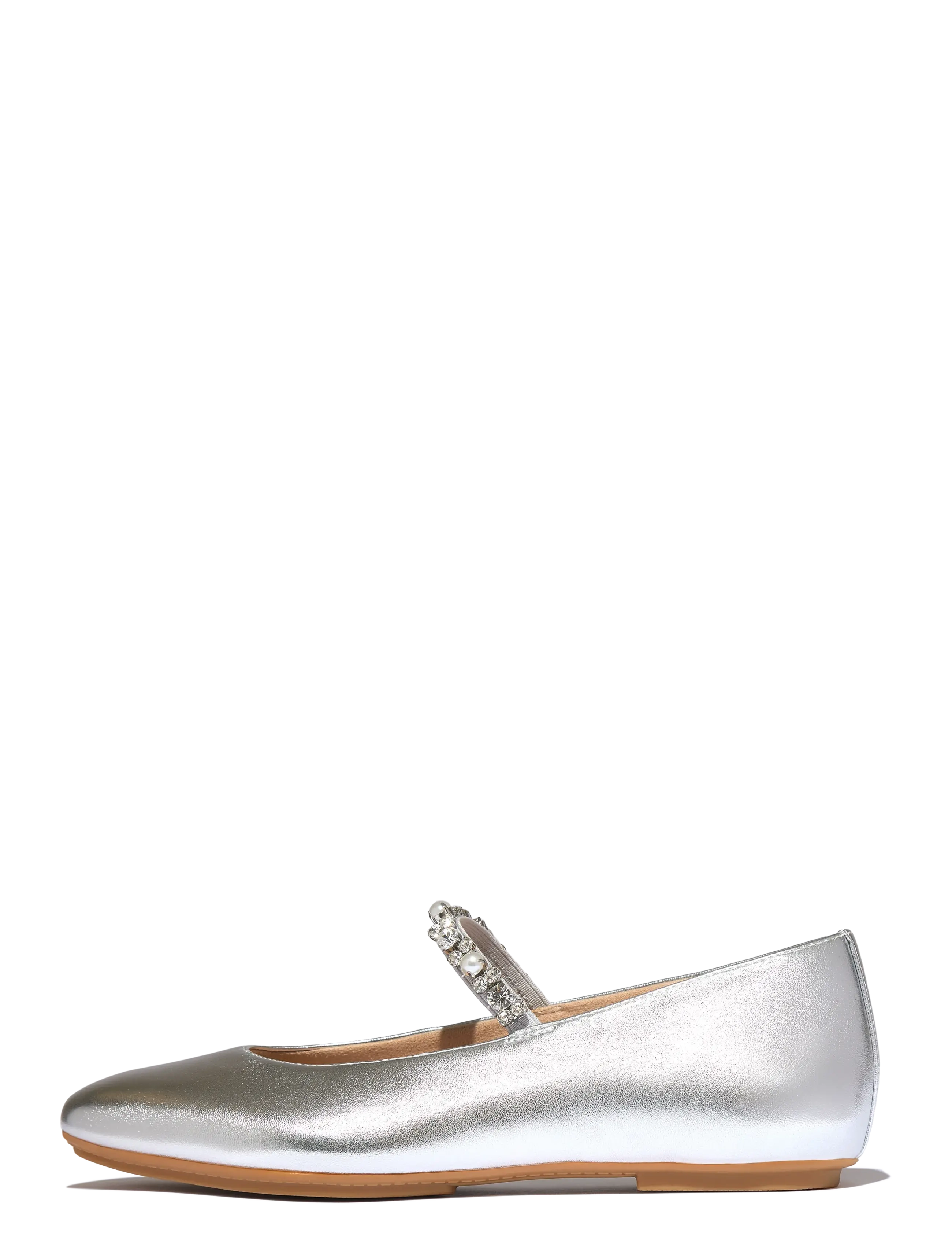 FITFLOP Delicato Pearls-und-Crystal Leder Ballet Flats Silber - 41 - Damen