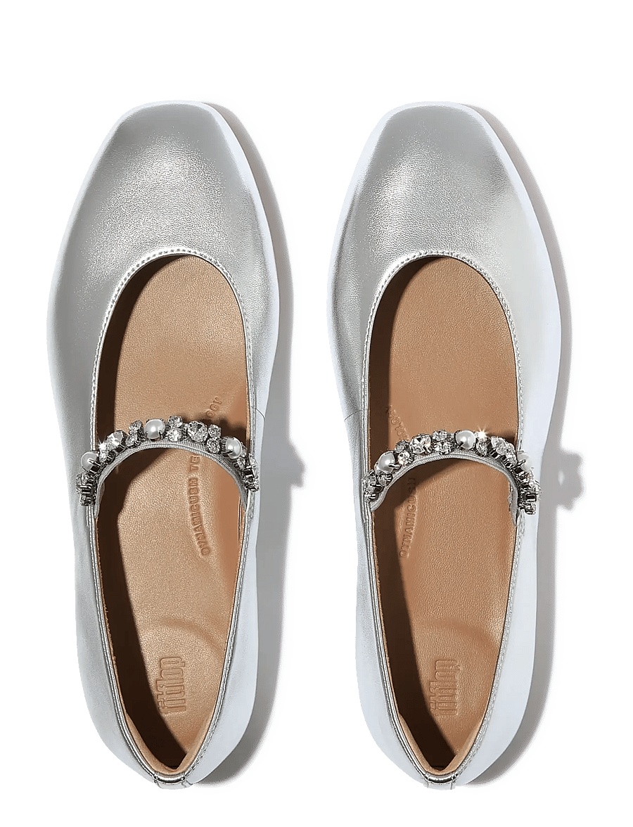 FitFlop - DELICATO PEARLS-AND-CRYSTAL LEATHER BALLET FLATS - særlige begivenheder - silver - 2