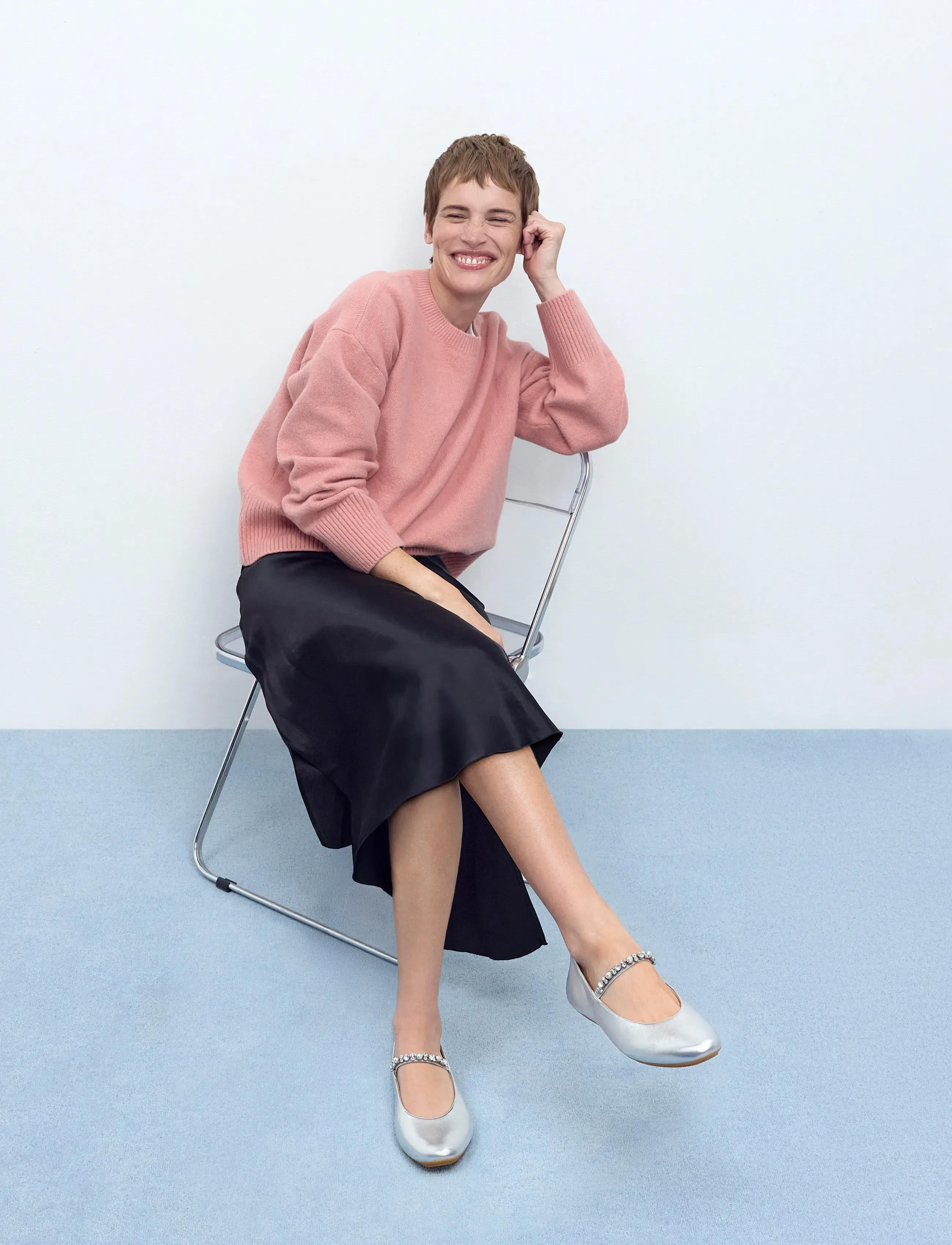 FitFlop Delicato Pearls-And-Crystal Leather Ballet Flats, Kvinder, Krystal Mary Jane Ballerinaer, Sølv, Str: 41