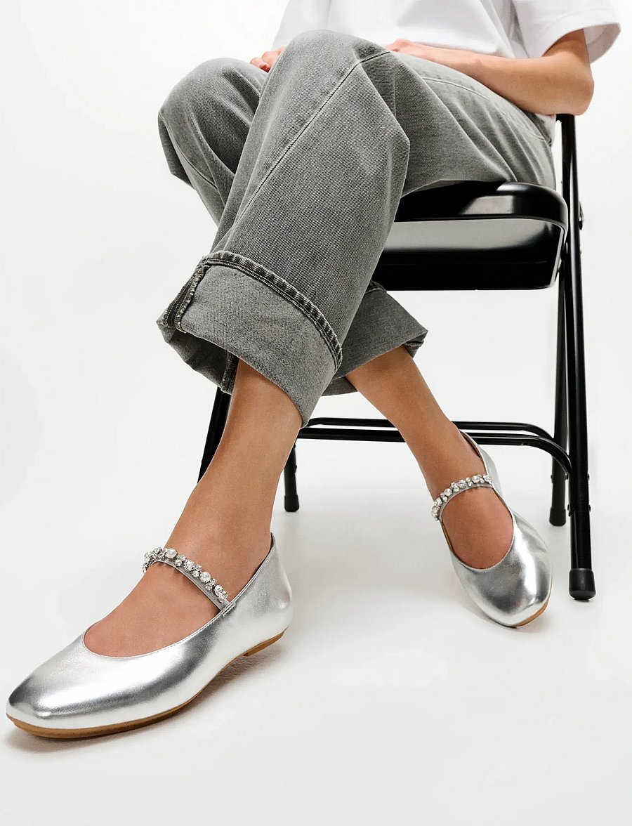 FitFlop - DELICATO PEARLS-AND-CRYSTAL LEATHER BALLET FLATS - særlige begivenheder - silver - 4