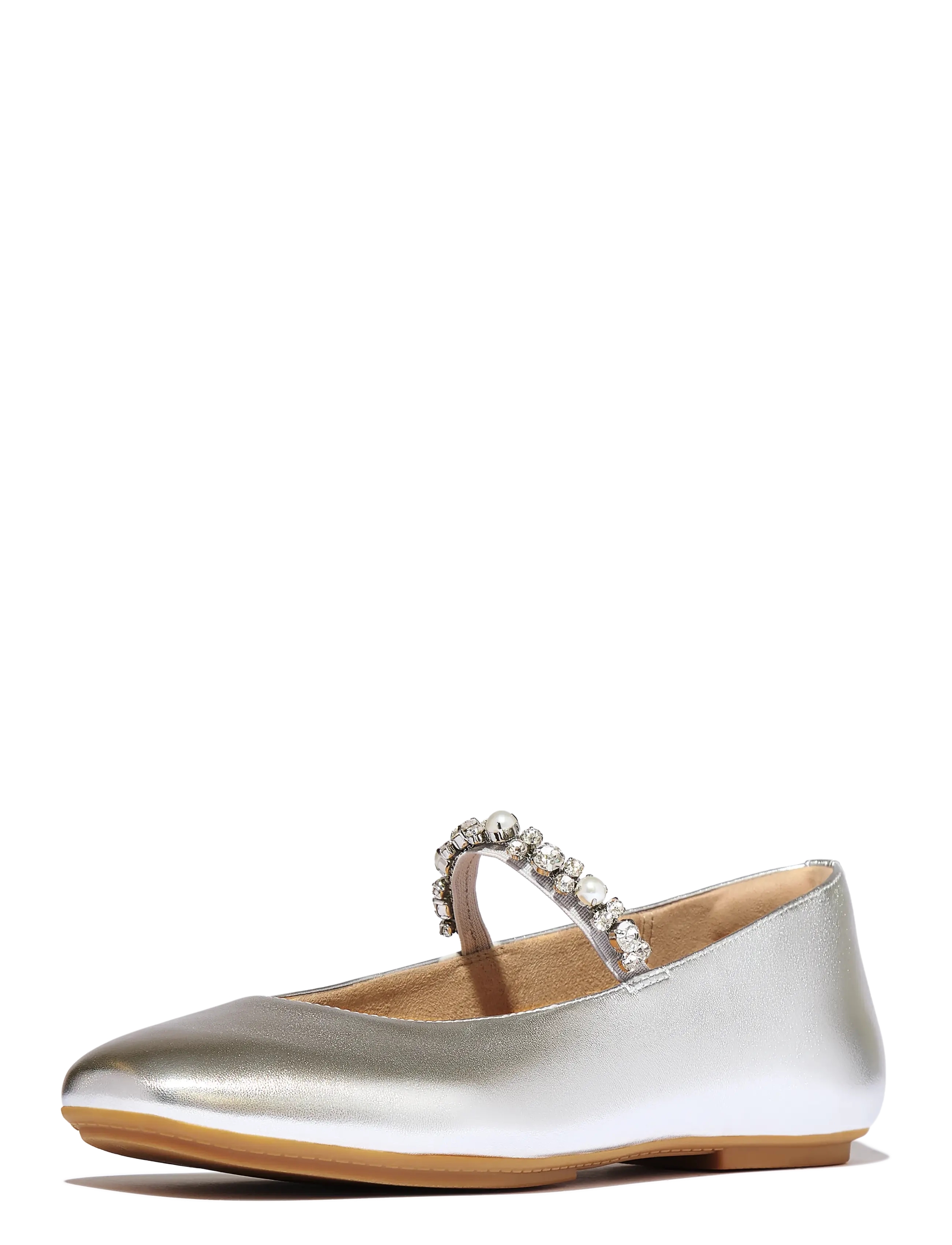 FitFlop - DELICATO PEARLS-AND-CRYSTAL LEATHER BALLET FLATS - særlige begivenheder - silver - 3