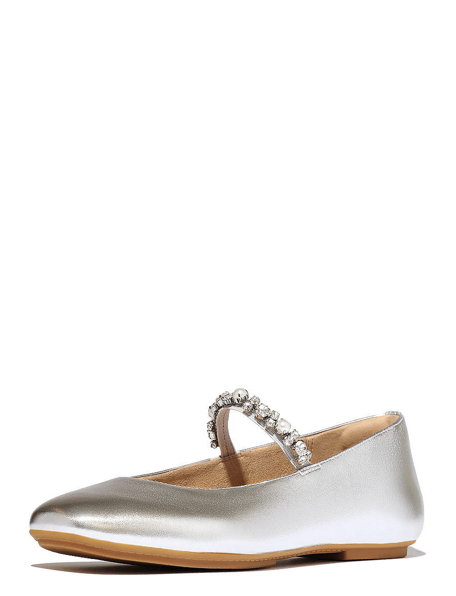 FitFlop - DELICATO PEARLS-AND-CRYSTAL LEATHER BALLET FLATS - særlige begivenheder - silver - 3