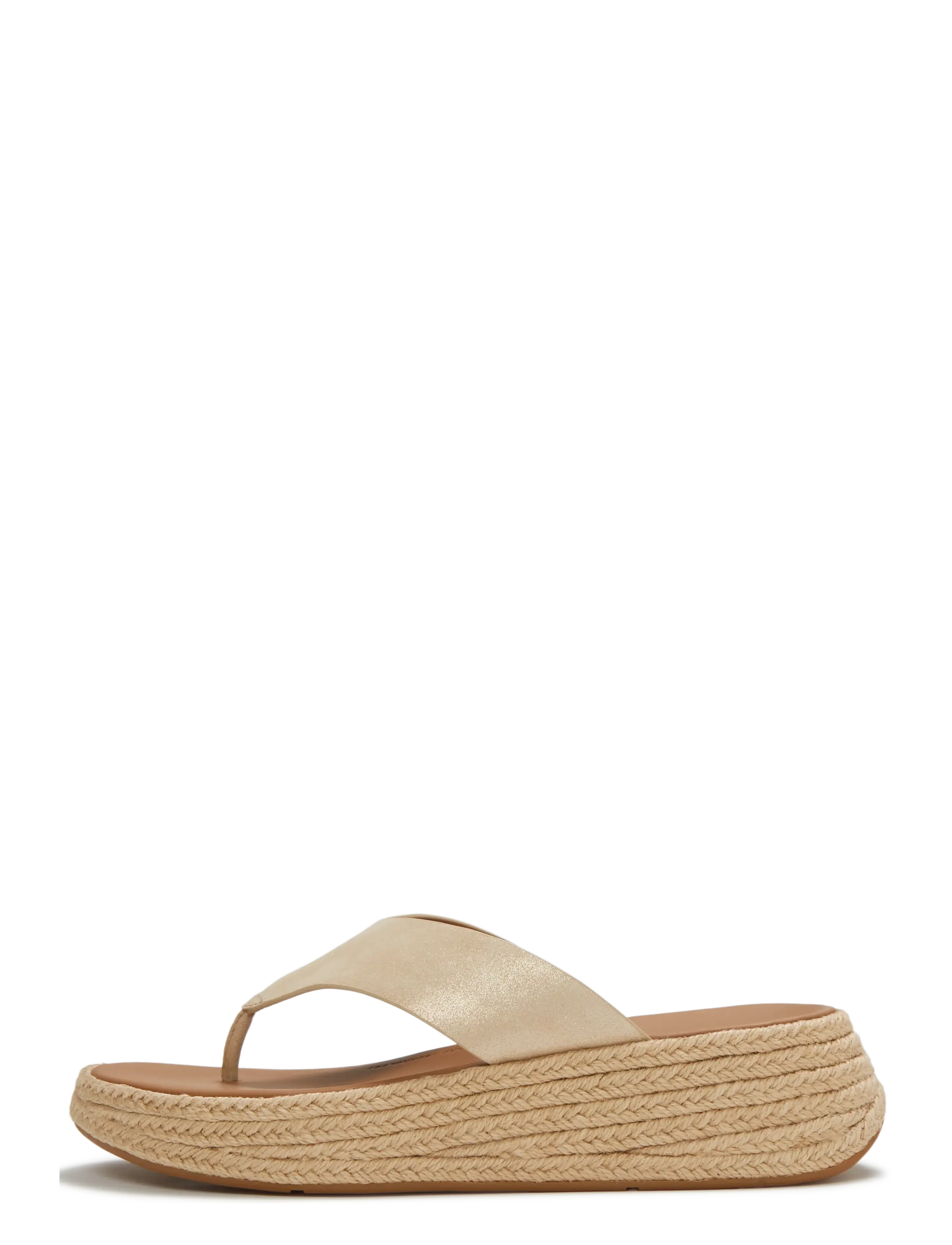 FITFLOP F-Mode Espadrille Shimmersuede Toe-Post Sandalen Beige - 42 - Damen