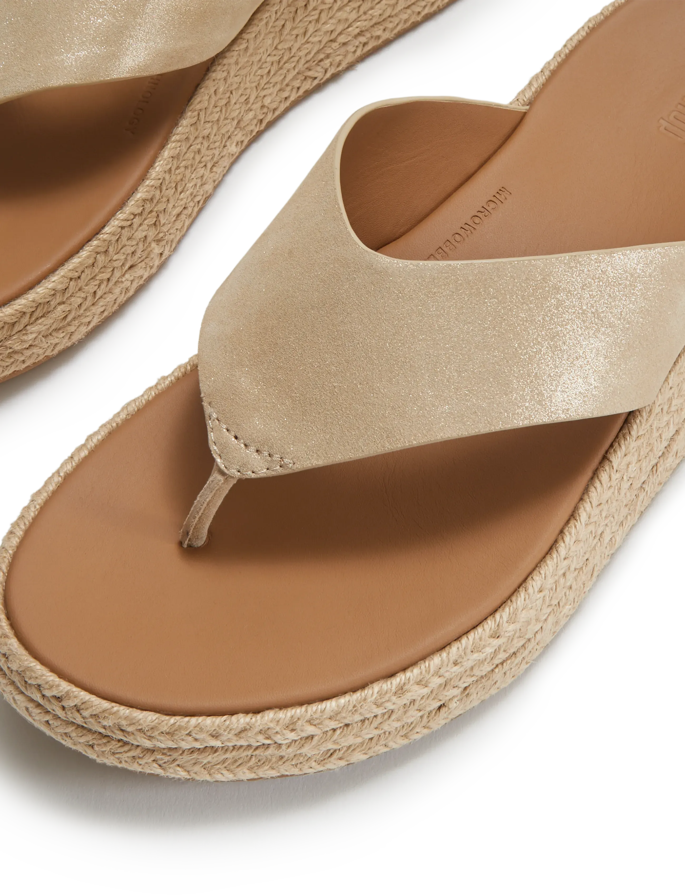 FitFlop - F-MODE ESPADRILLE SHIMMERSUEDE TOE-POST SANDALS - lahtised kontsakingad - platino - 4