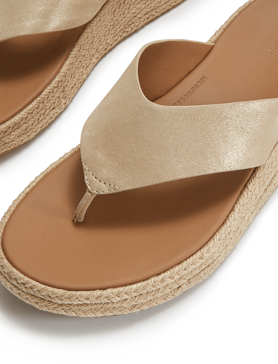 FitFlop - F-MODE ESPADRILLE SHIMMERSUEDE TOE-POST SANDALS - lahtised kontsakingad - platino - 4