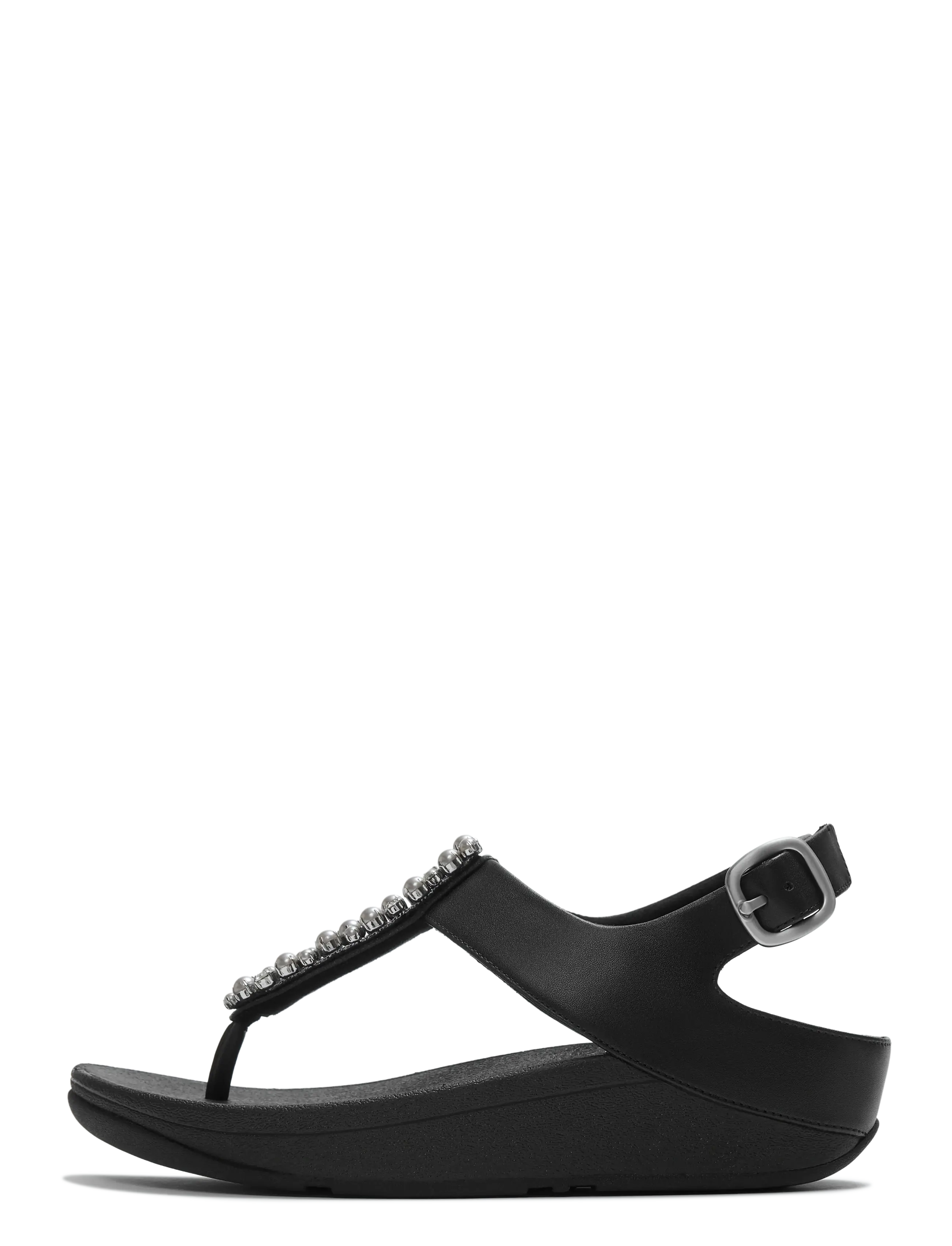FitFlop FINO PEARLS-AND-CRYSTAL TOE-POST SANDALS - FitFlop - BLACK / black