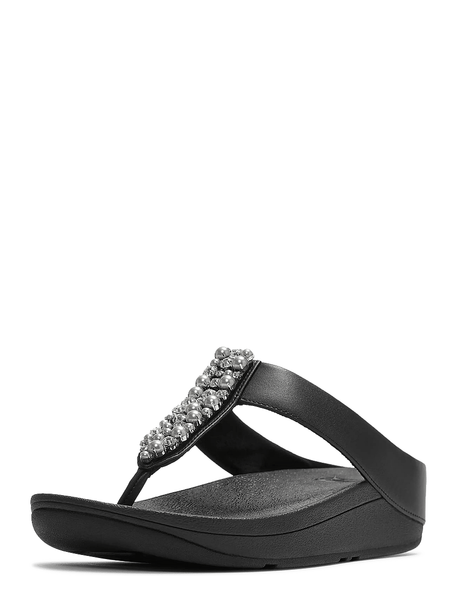 FitFlop - FINO PEARLS-AND-CRYSTAL TOE-POST SANDALS - platformsandaler - black - 2
