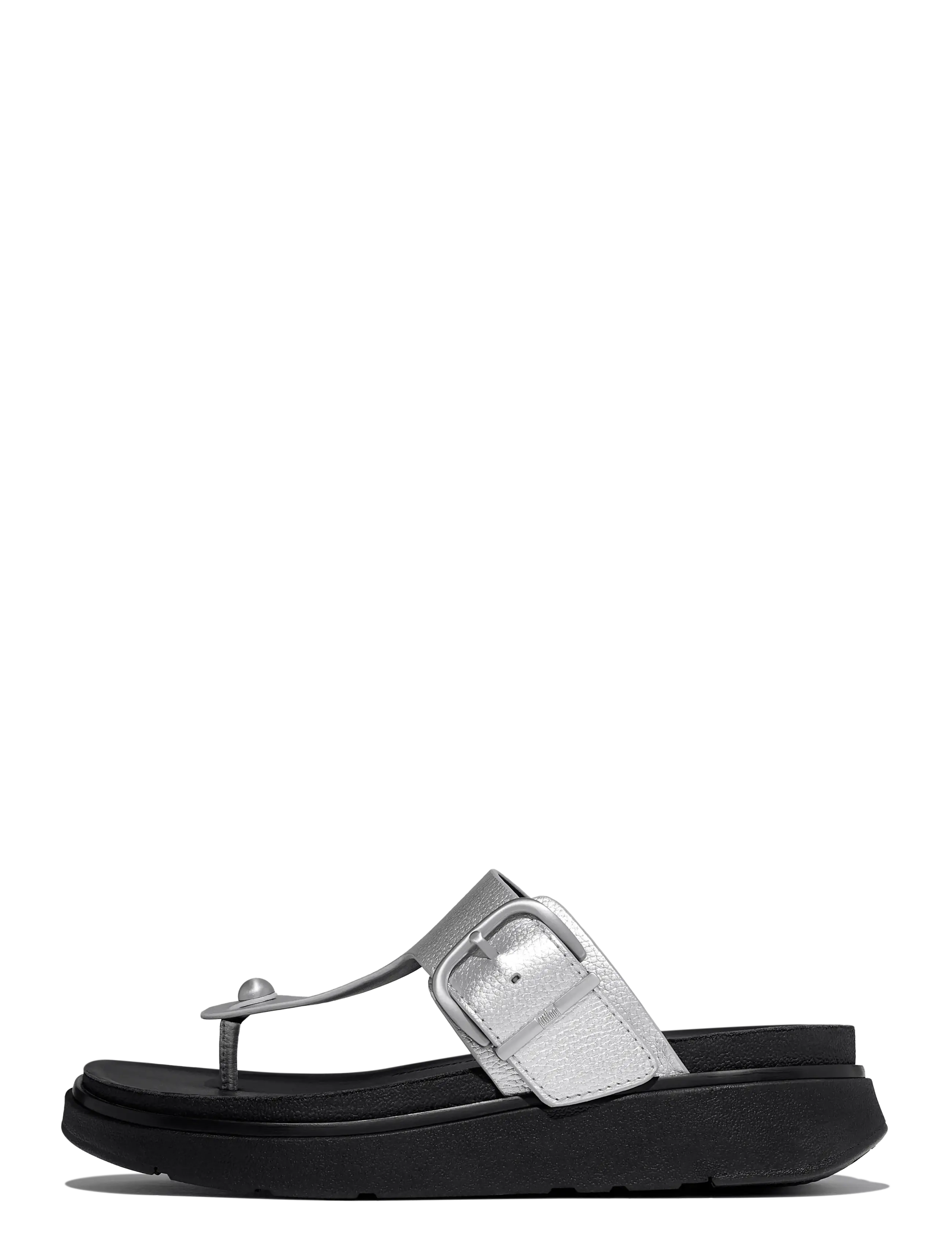 FitFlop GEN-FF BUCKLE TUMBLED-LEATHER TOE-POST SANDALS - FitFlop - SILVER / silver