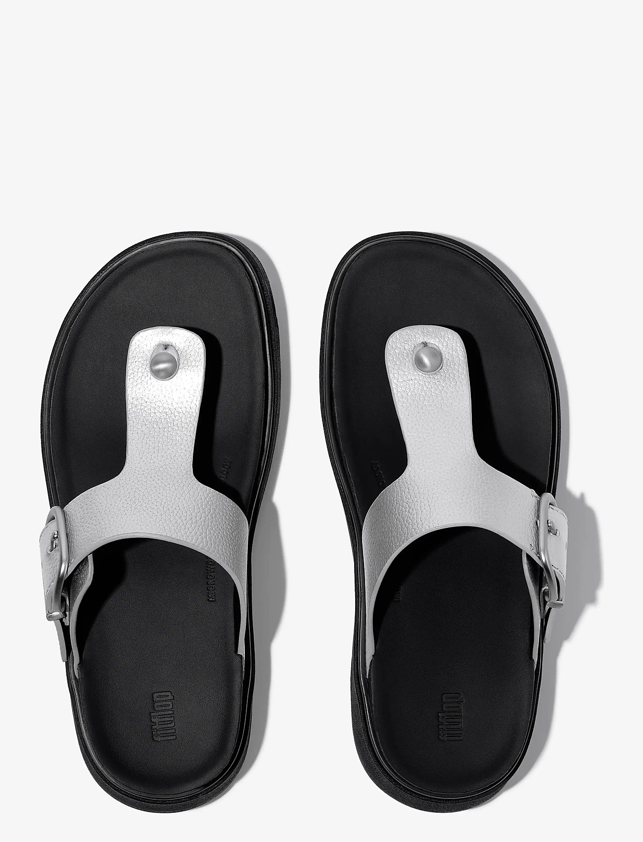 FitFlop - GEN-FF BUCKLE TUMBLED-LEATHER TOE-POST SANDALS - kontsata sandaalid - silver - 2