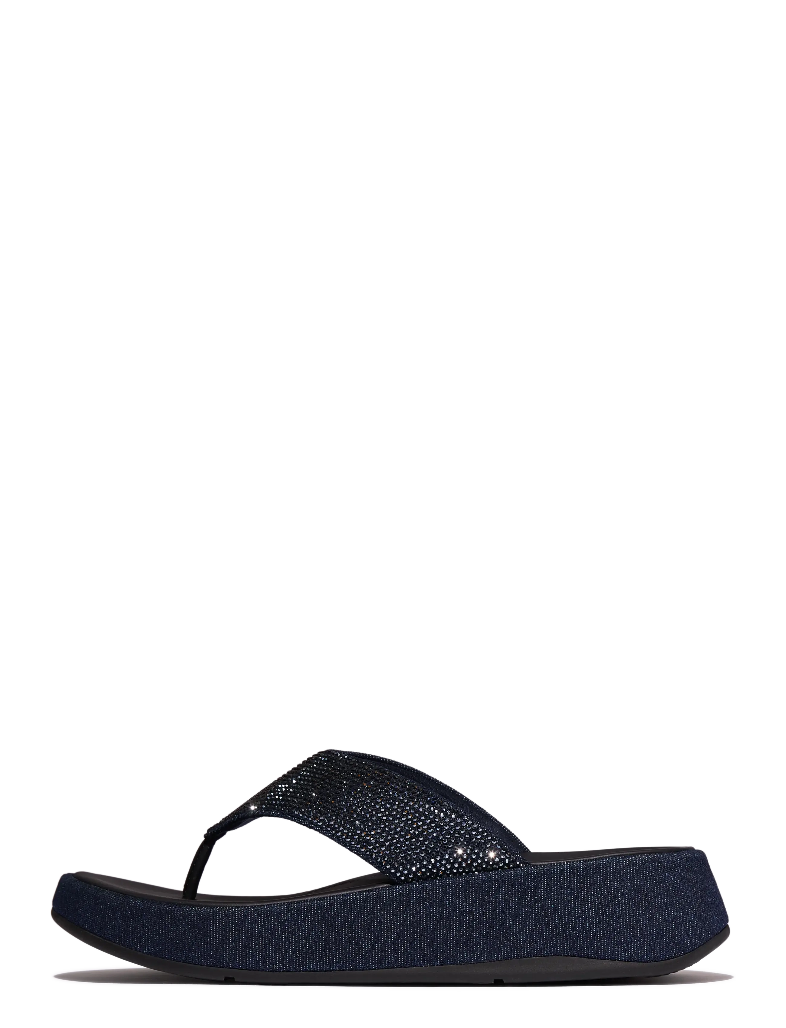 FitFlop - F-MODE TOE POST - DENIM AND HOTFIX - sandales à plateforme - dark denim - 1