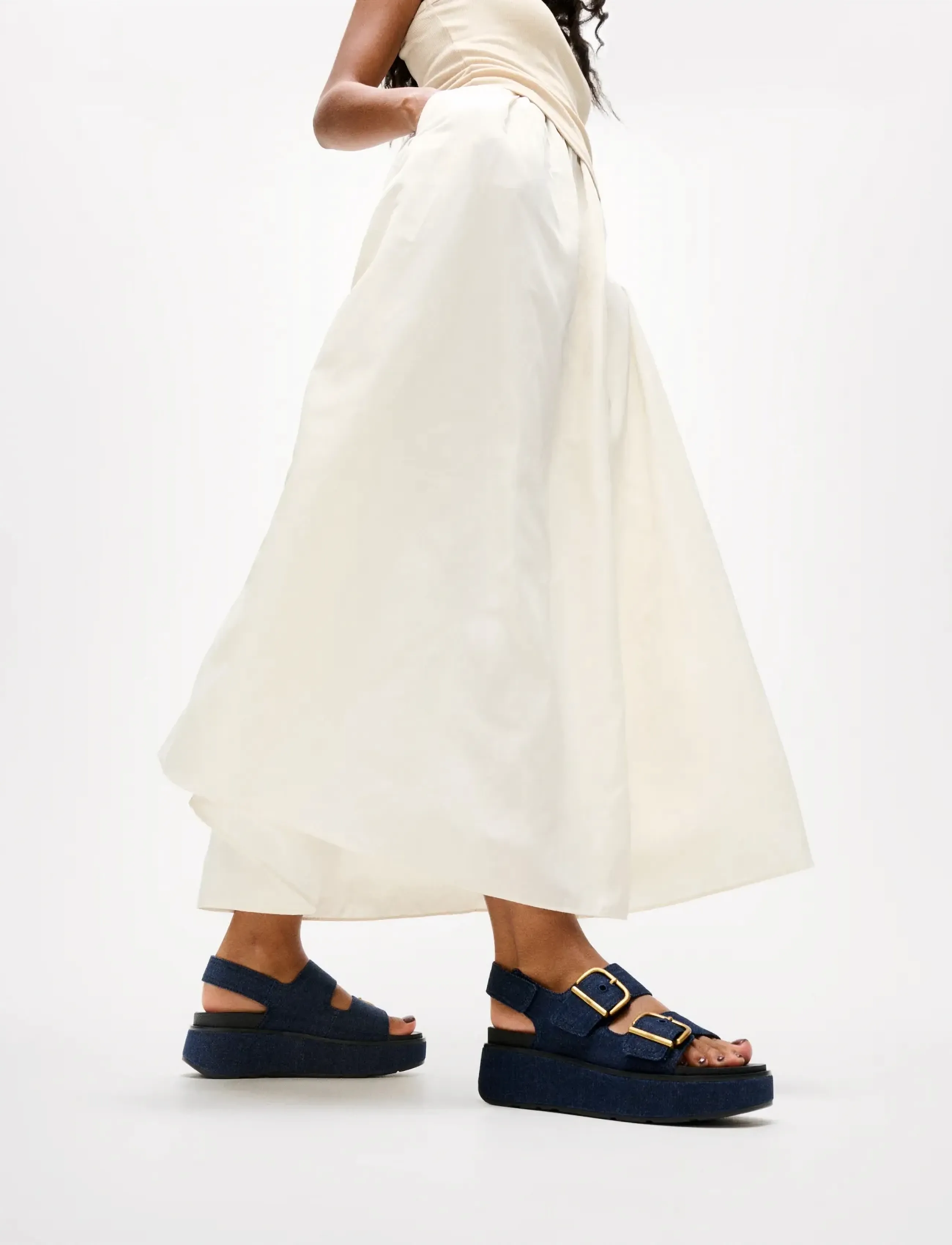 FitFlop Gen-Ff Max Buckle Denim Back-Strap Sandals, 38, Navy, Sandals > Platform Sandals, Dame