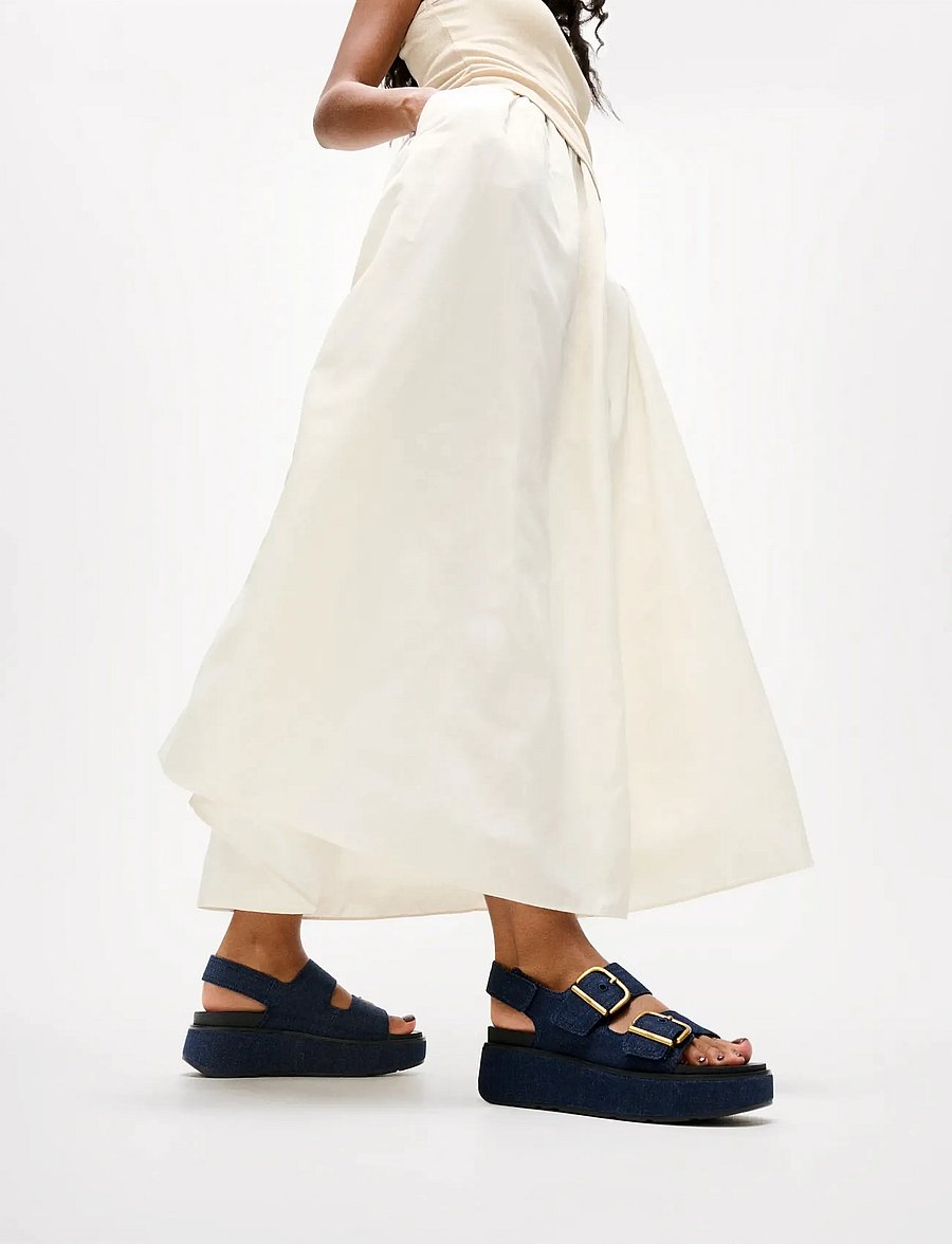 FitFlop - GEN-FF MAX BUCKLE DENIM BACK-STRAP SANDALS - sandały na platformie - dark denim - 0