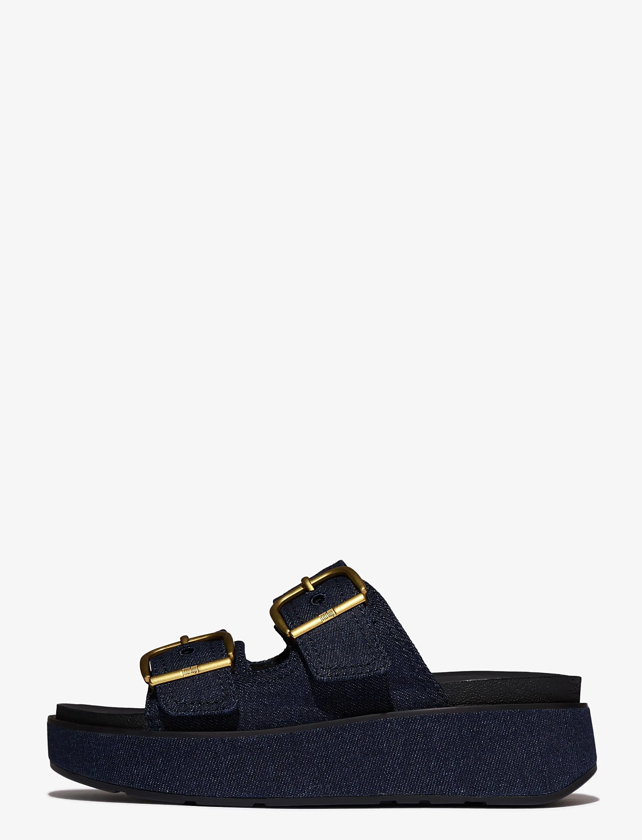 FitFlop - GEN-FF MAX BUCKLE TWO-BAR DENIM SLIDES - plateau-sandalen - dark denim - 1