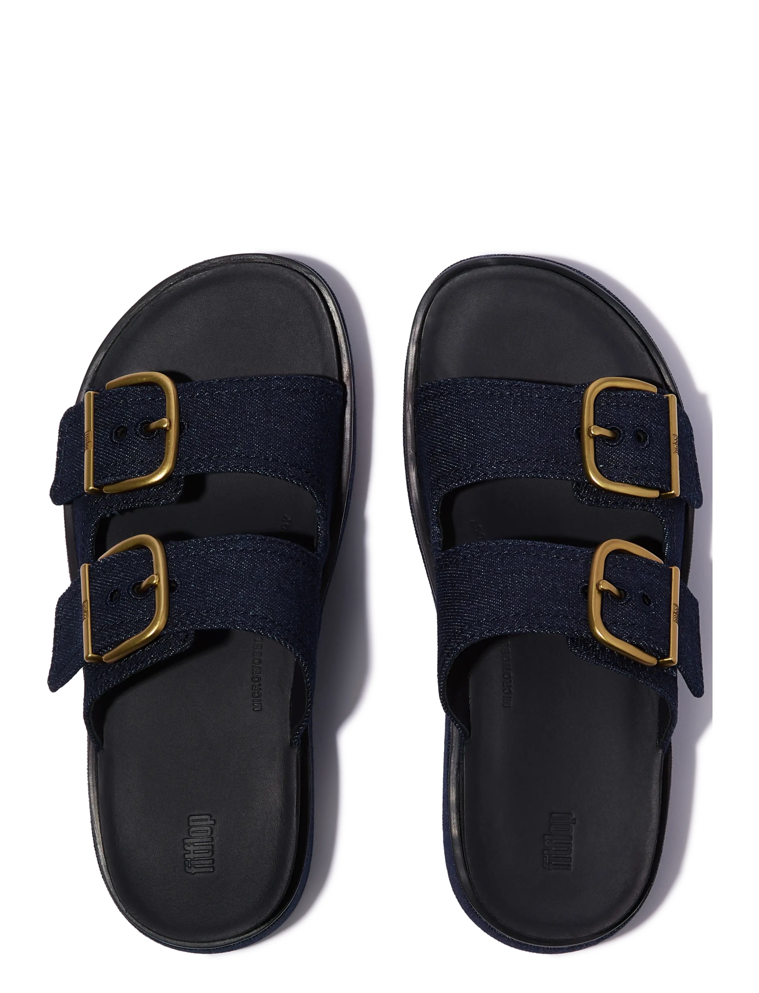 FitFlop - GEN-FF MAX BUCKLE TWO-BAR DENIM SLIDES - sandały na platformie - dark denim - 2