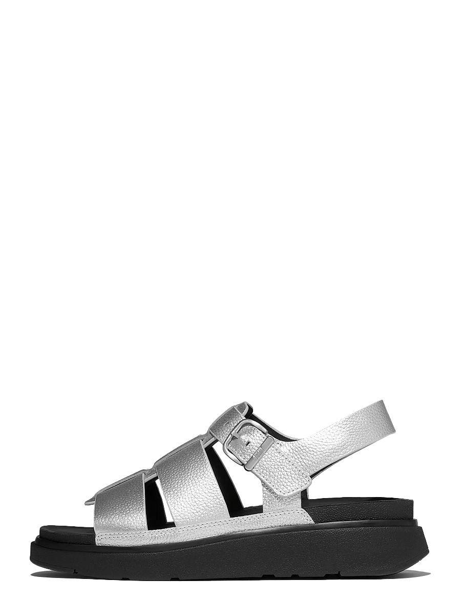 FitFlop - GEN-FF TUMBLED-LEATHER FISHERMAN SANDALS - sandales uz platformas - silver - 1