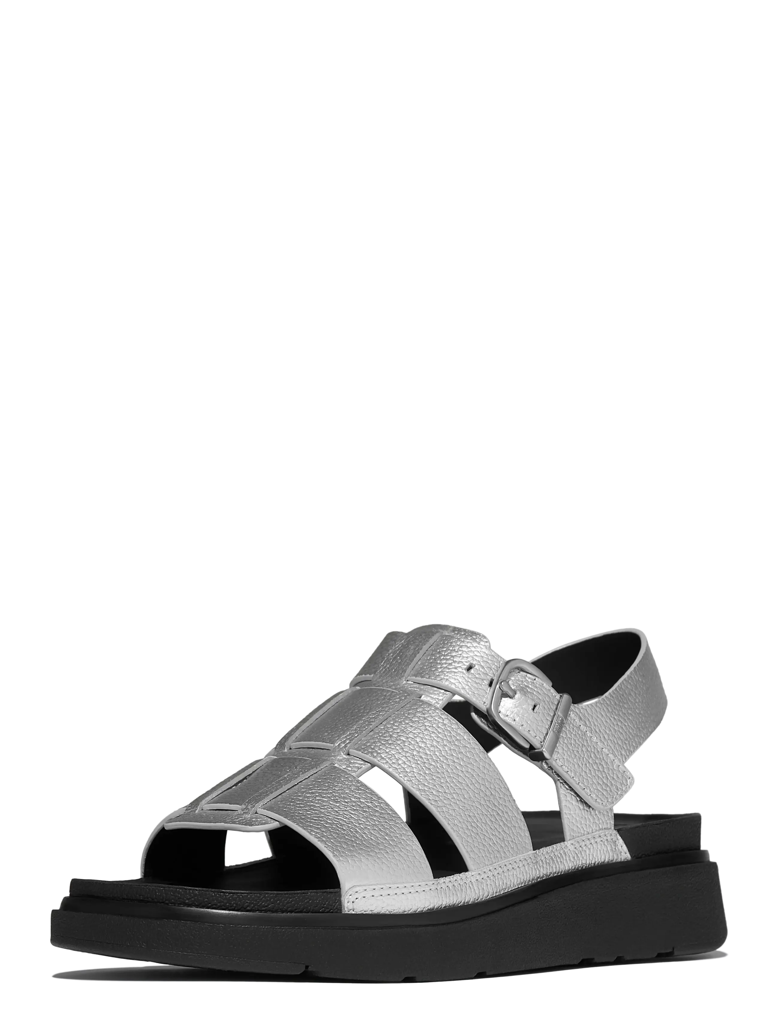 FitFlop - GEN-FF TUMBLED-LEATHER FISHERMAN SANDALS - platform sandals - silver - 3
