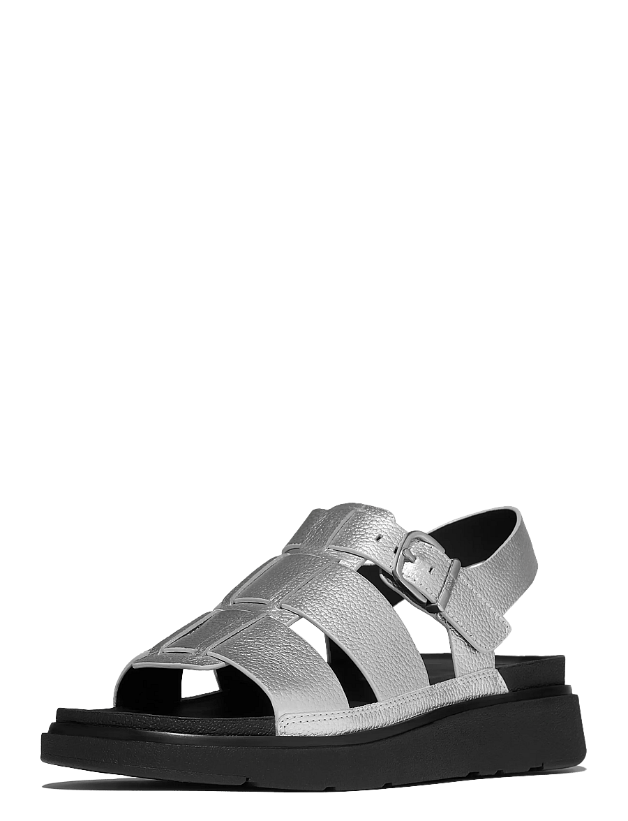 FitFlop - GEN-FF TUMBLED-LEATHER FISHERMAN SANDALS - sandales uz platformas - silver - 3