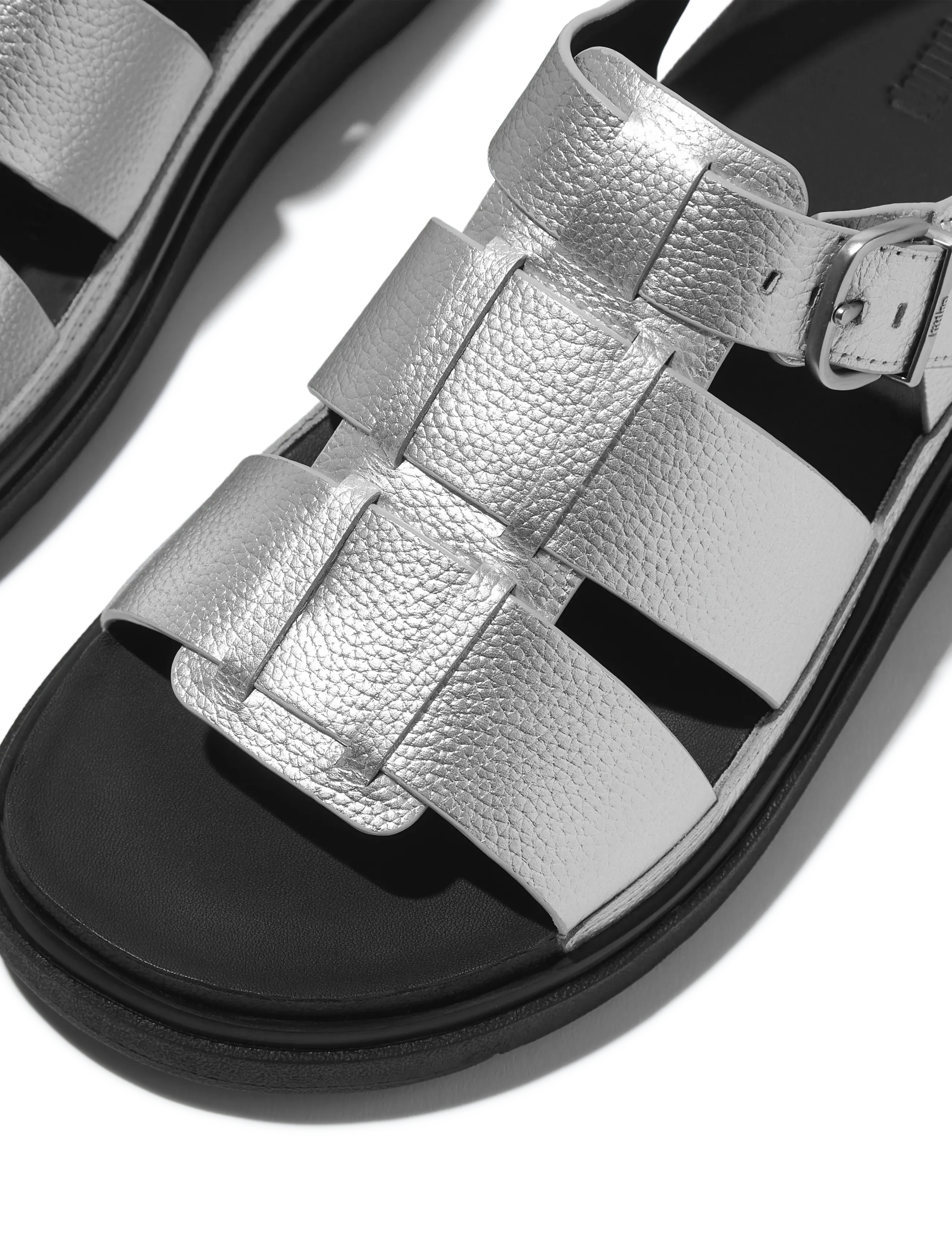 FitFlop - GEN-FF TUMBLED-LEATHER FISHERMAN SANDALS - platform sandals - silver - 4