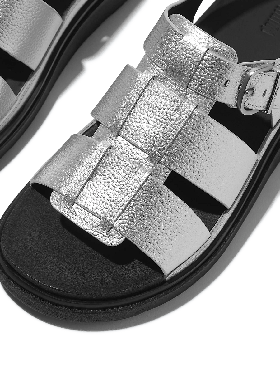 FitFlop - GEN-FF TUMBLED-LEATHER FISHERMAN SANDALS - sandales uz platformas - silver - 4