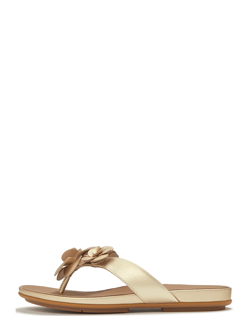 FitFlop - GRACIE FLOWER LEATHER FLIP-FLOPS - flache sandalen - platino - 1