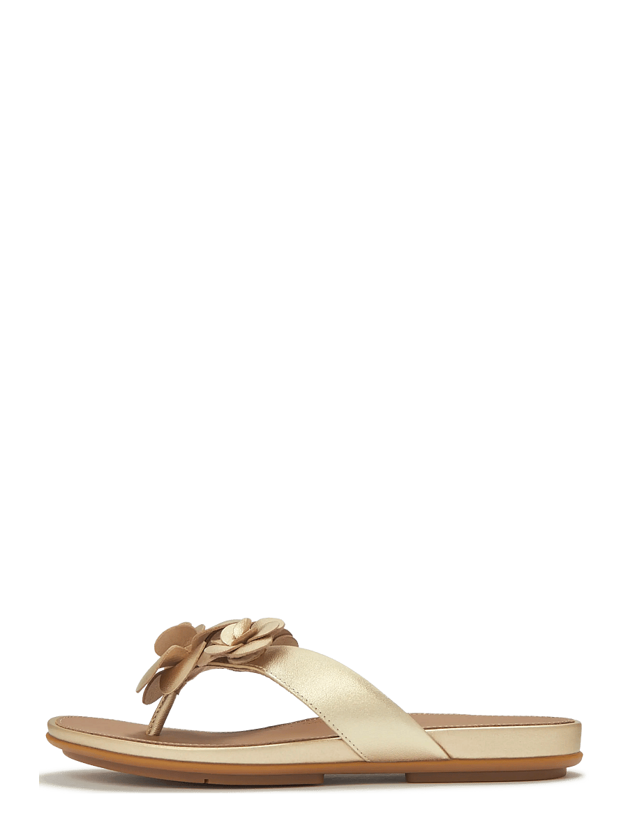FitFlop - GRACIE FLOWER LEATHER FLIP-FLOPS - flache sandalen - platino - 1
