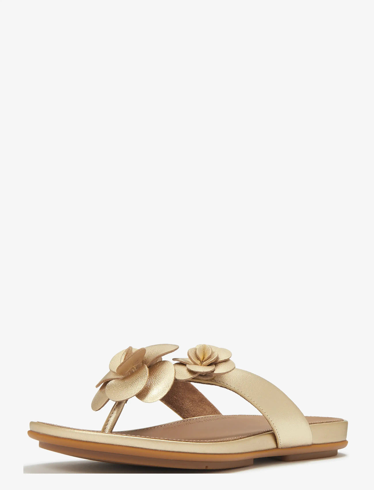 FitFlop - GRACIE FLOWER LEATHER FLIP-FLOPS - flache sandalen - platino - 2