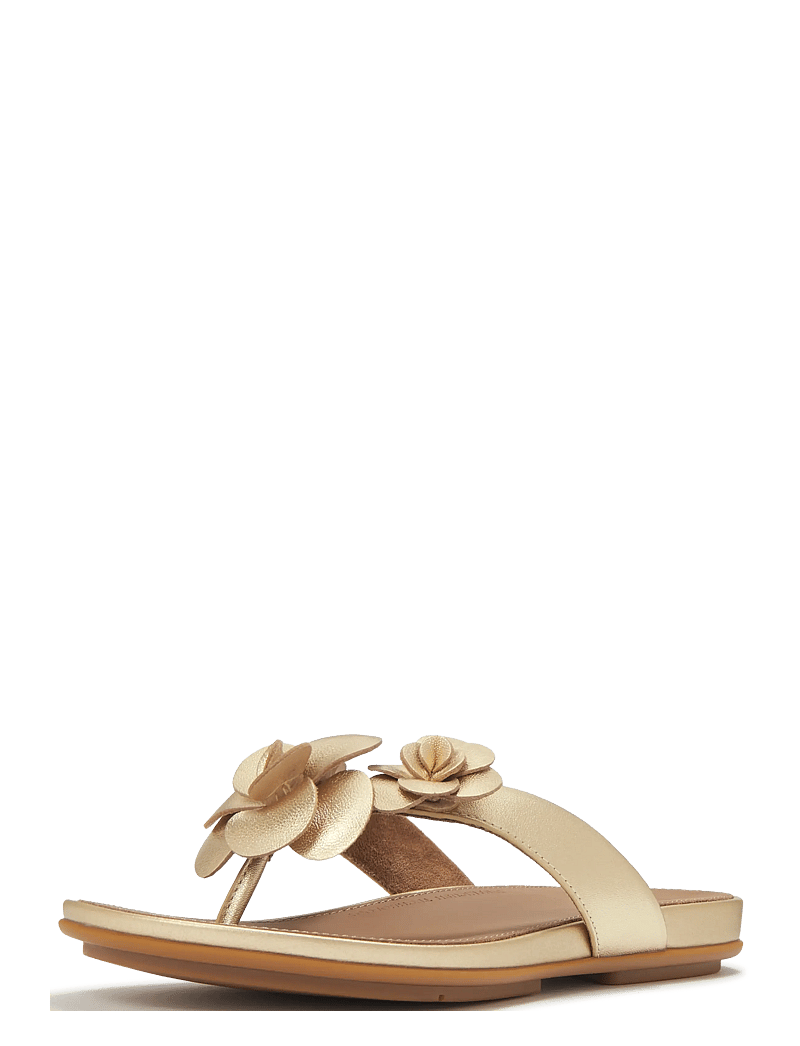 FitFlop - GRACIE FLOWER LEATHER FLIP-FLOPS - flache sandalen - platino - 2