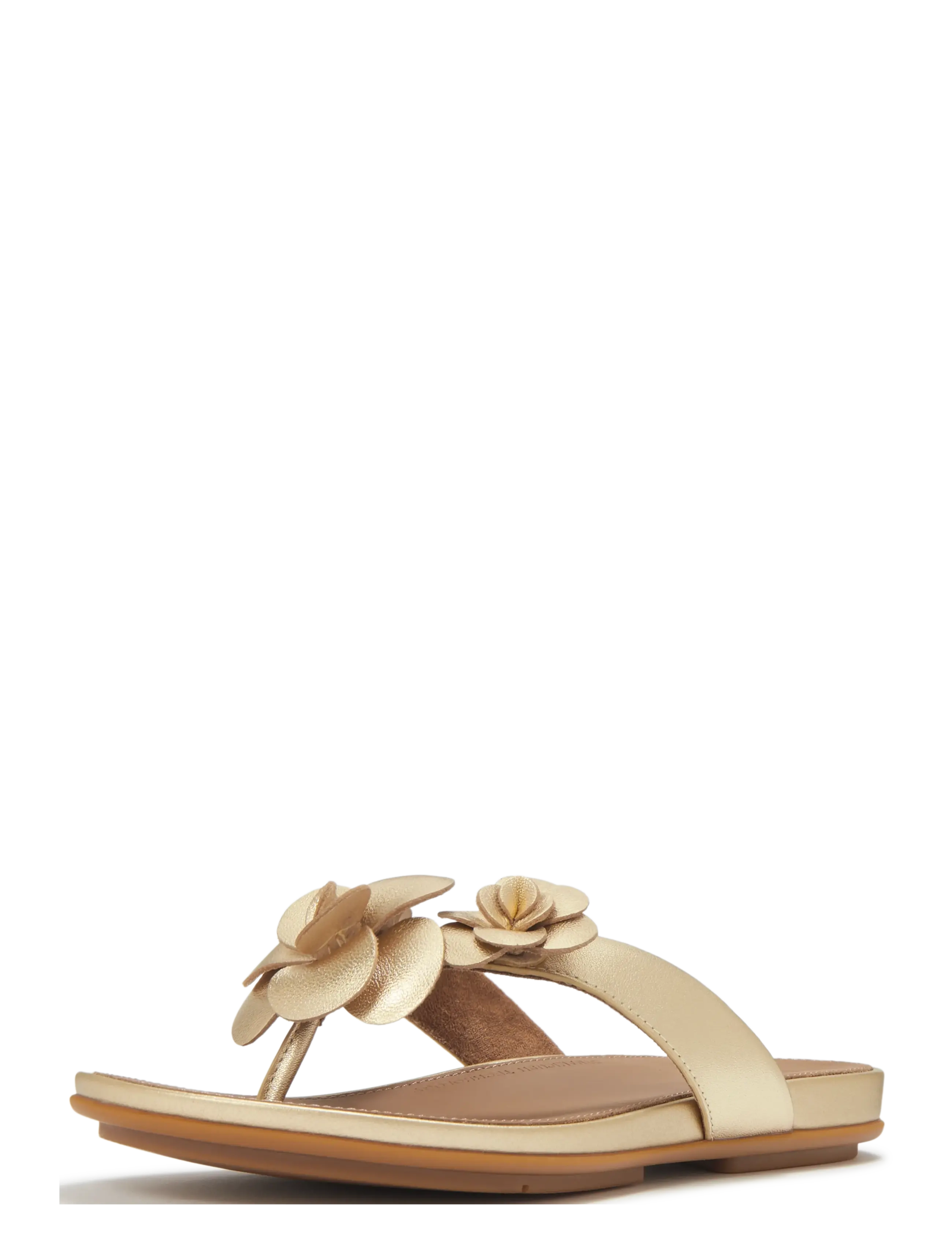 FitFlop - GRACIE FLOWER LEATHER FLIP-FLOPS - flache sandalen - platino - 2