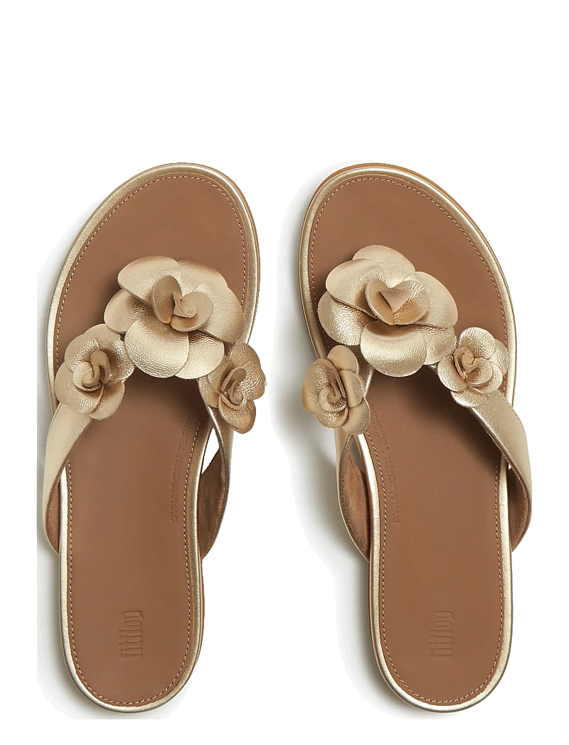 FitFlop - GRACIE FLOWER LEATHER FLIP-FLOPS - flache sandalen - platino - 3