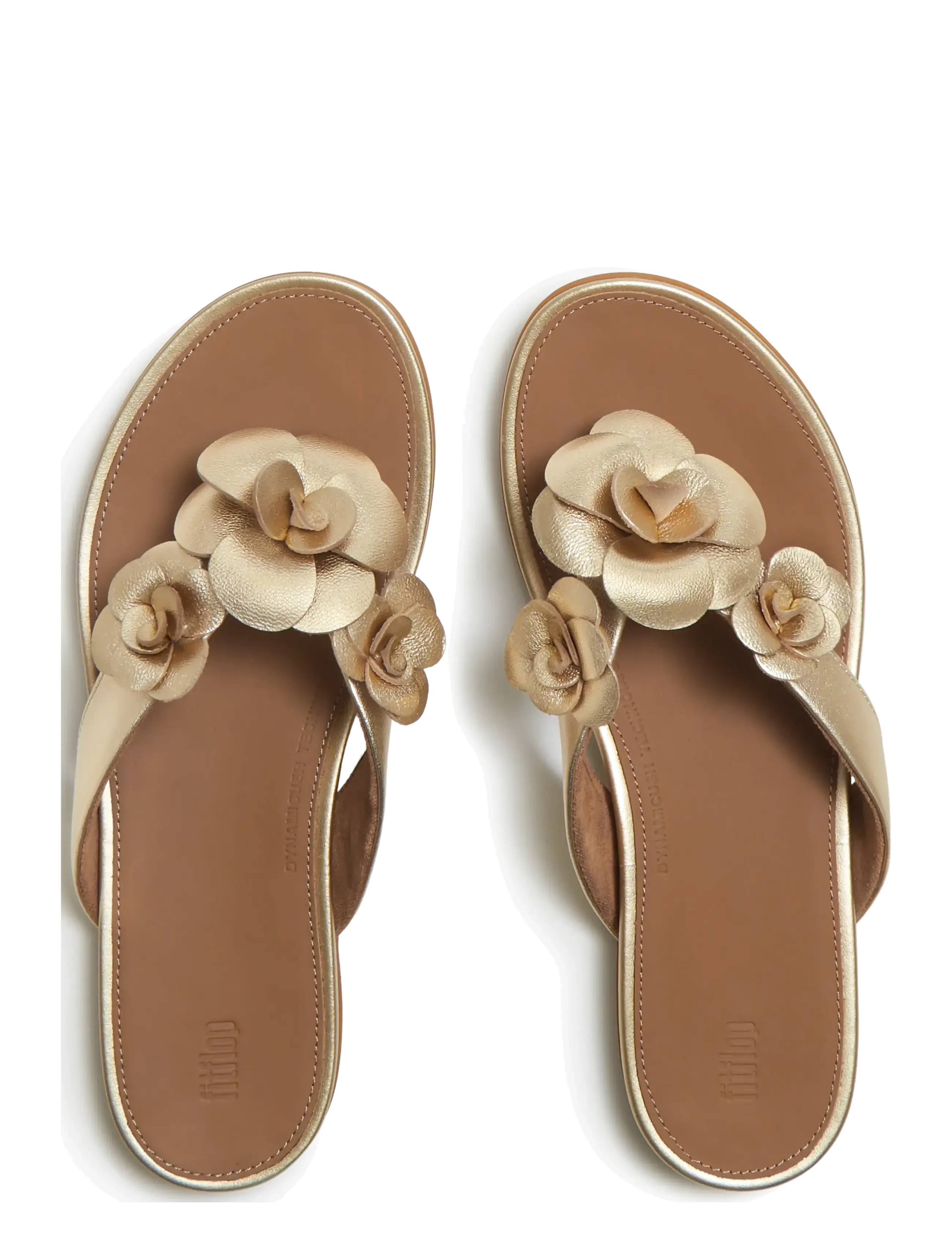 FitFlop - GRACIE FLOWER LEATHER FLIP-FLOPS - flache sandalen - platino - 3