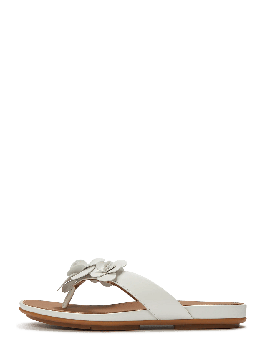 FitFlop - GRACIE FLOWER LEATHER FLIP-FLOPS - flache sandalen - urban white - 1