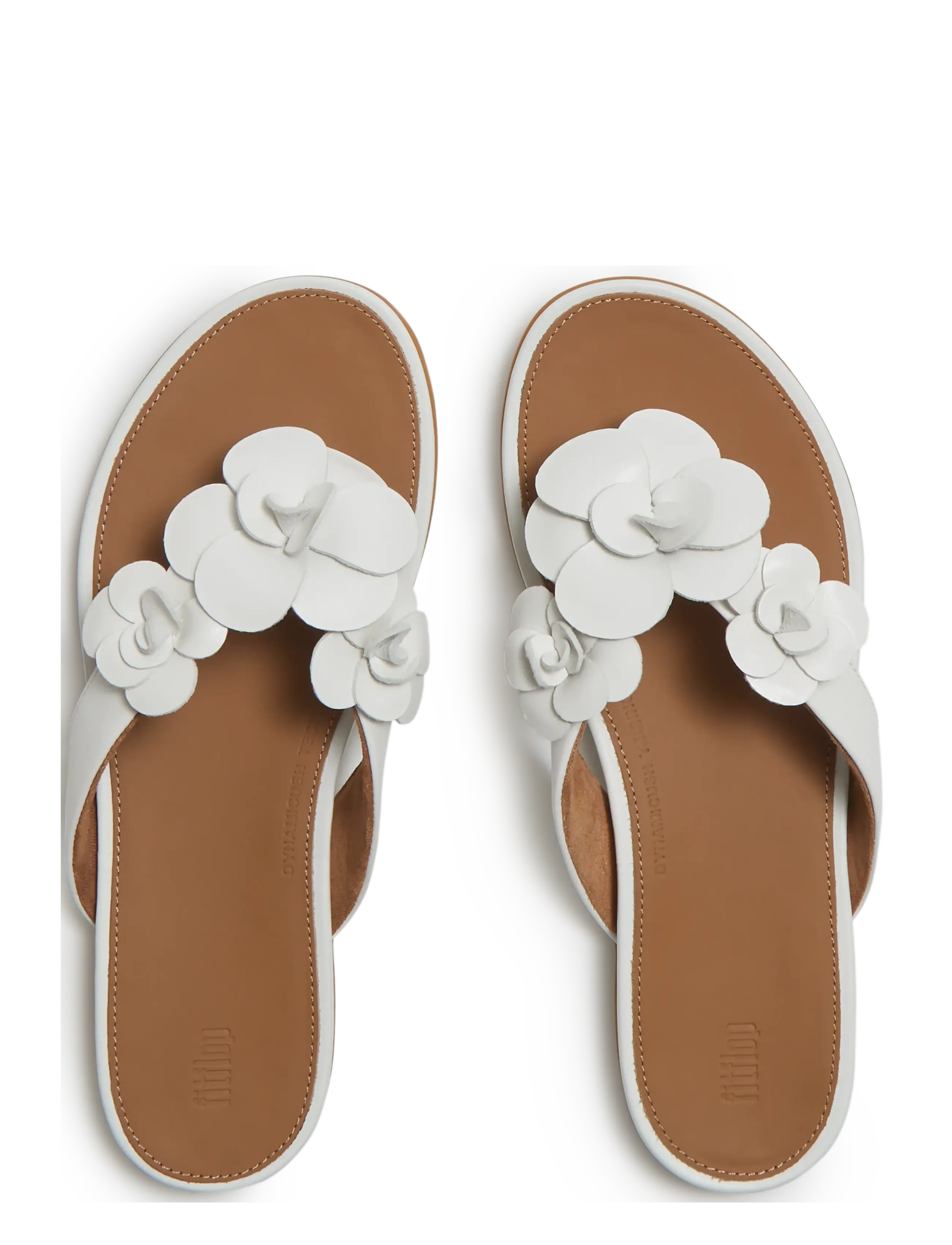 FitFlop - GRACIE FLOWER LEATHER FLIP-FLOPS - flache sandalen - urban white - 2