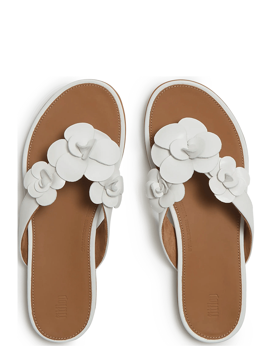 FitFlop - GRACIE FLOWER LEATHER FLIP-FLOPS - flache sandalen - urban white - 2