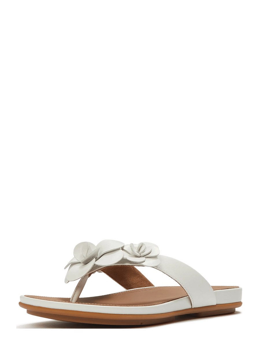 FitFlop - GRACIE FLOWER LEATHER FLIP-FLOPS - flache sandalen - urban white - 3