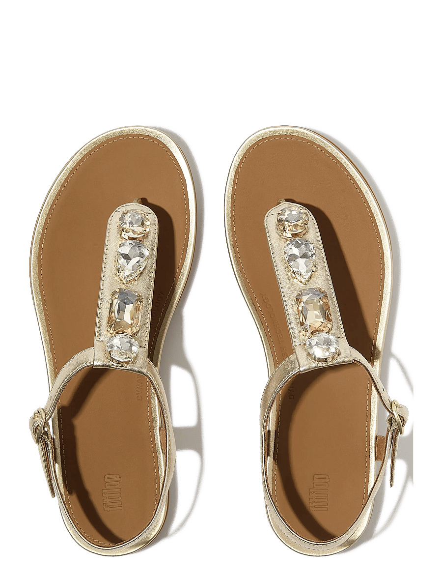 FitFlop - GRACIE ULTRA-JEWEL LEATHER T-BAR SANDALS - flade sandaler - platino - 2