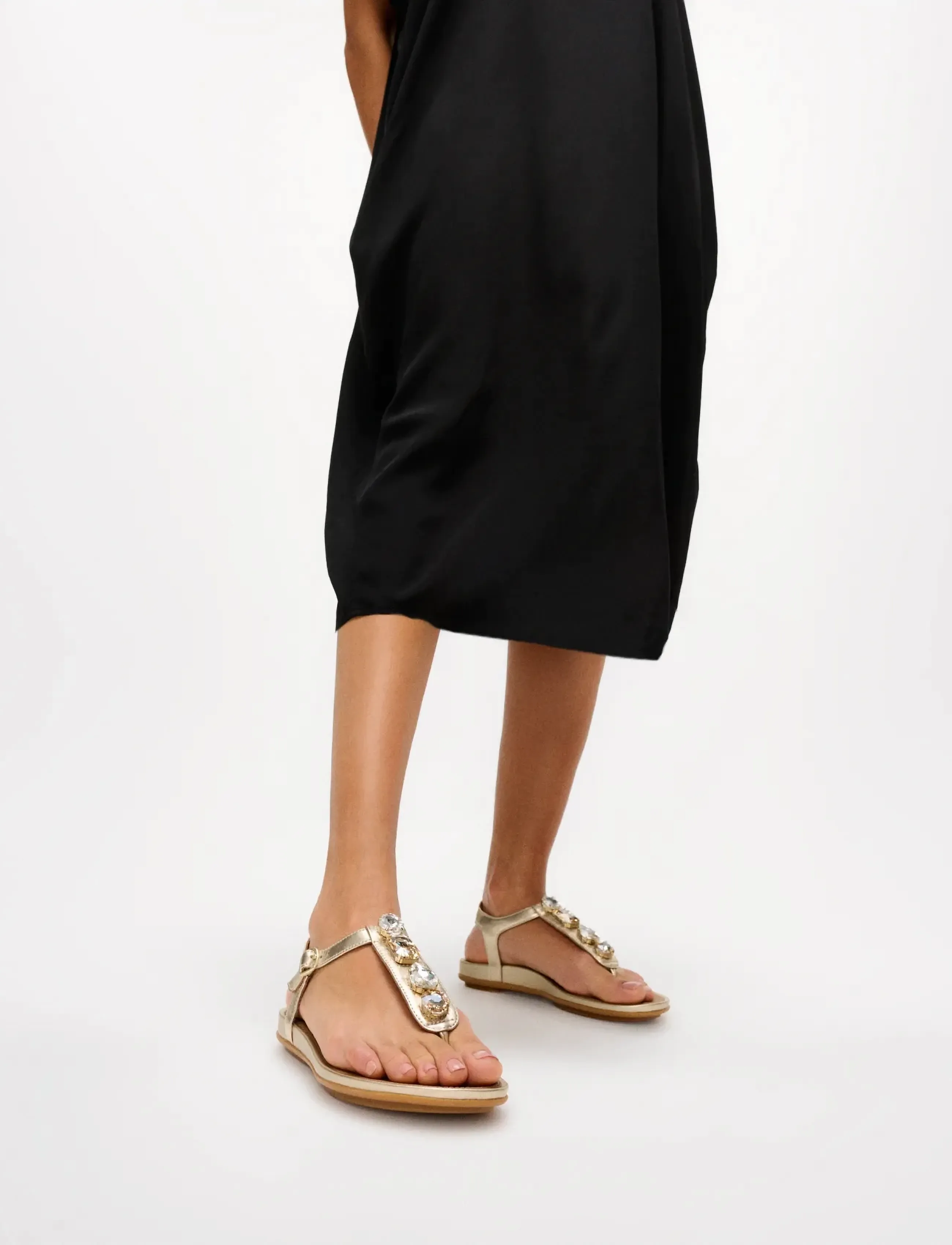 FitFlop Gracie Ultra-Jewel Leather T-Bar Sandals, Kvinder, Flade Juvelbesatte T-Strop Sandaler, Guld, Str: 36